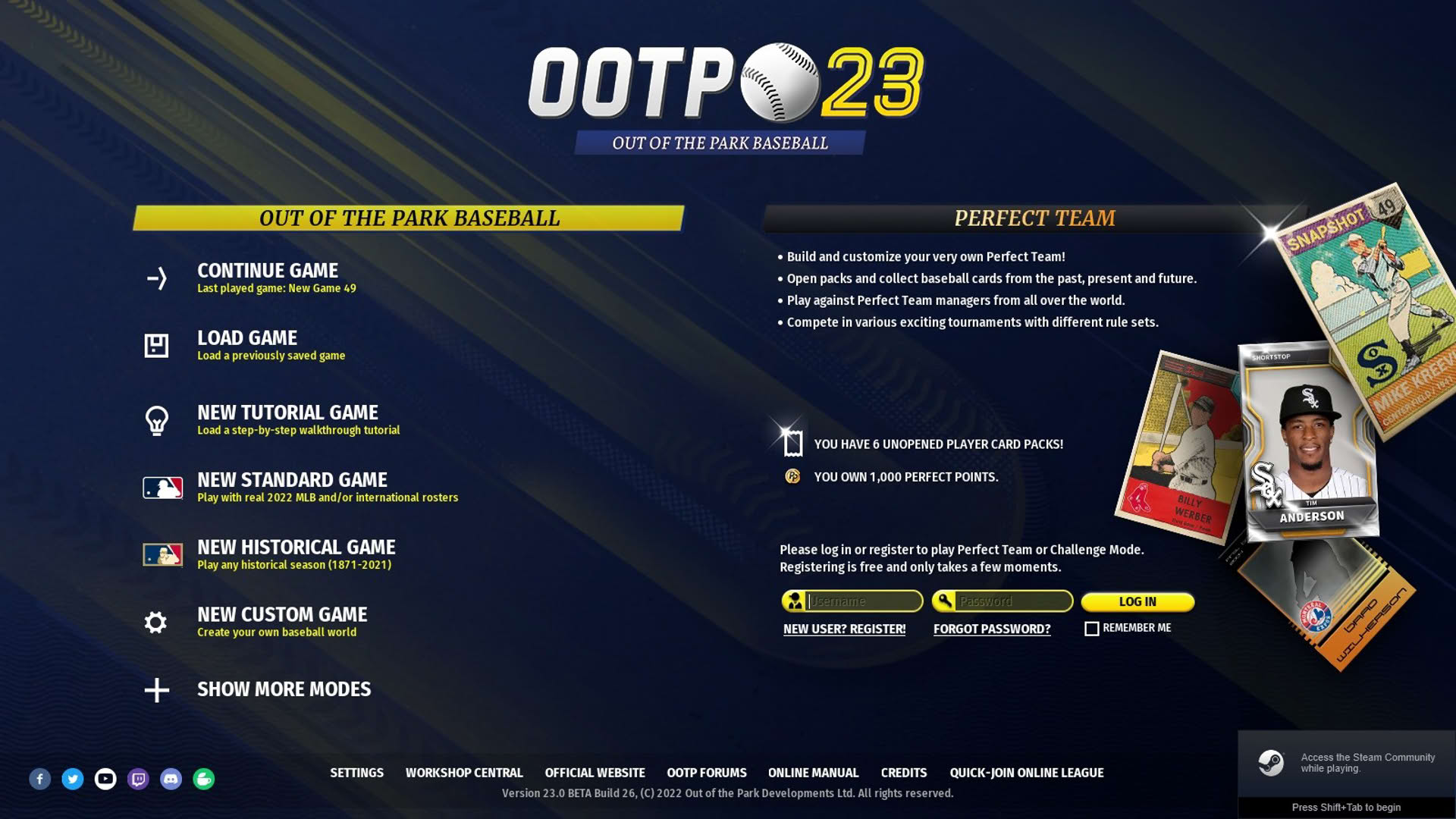 Screenshot for Out of the Park Baseball 23