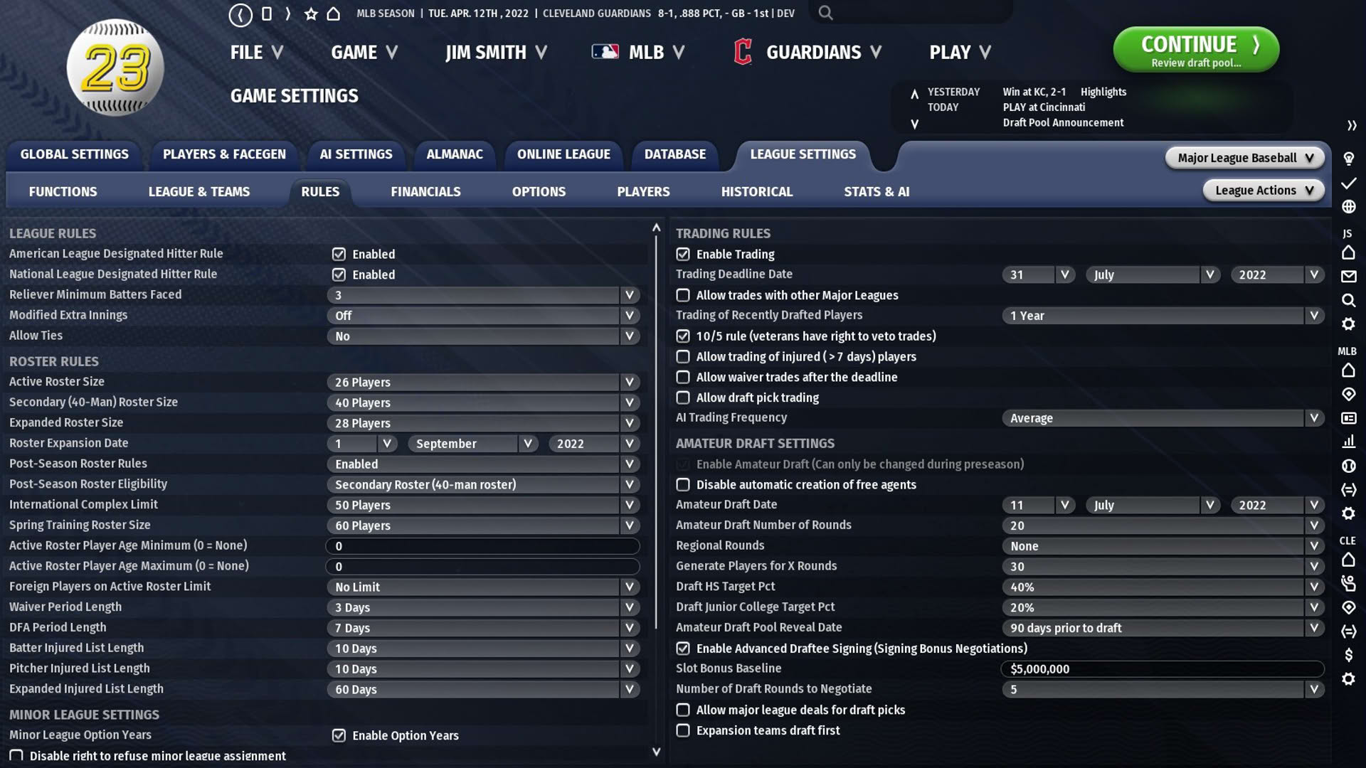 Screenshot for Out of the Park Baseball 23