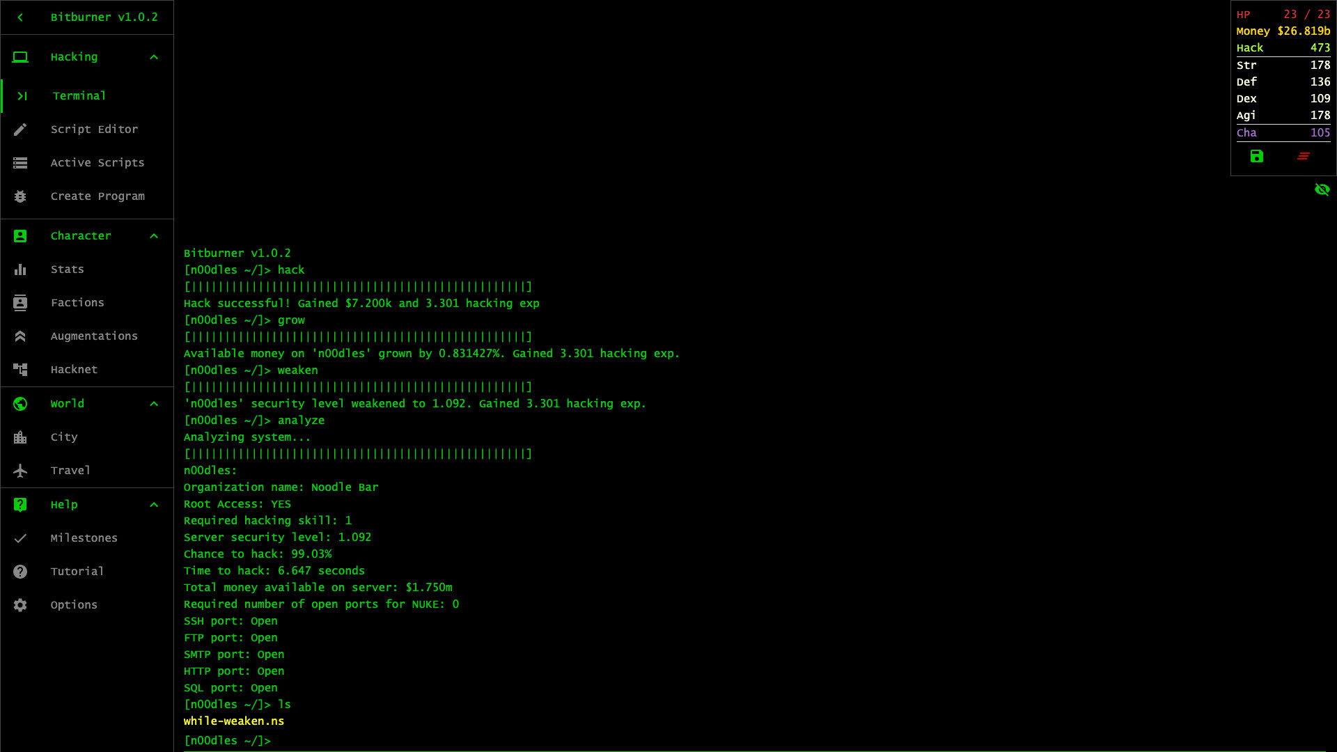 Screenshot for Bitburner