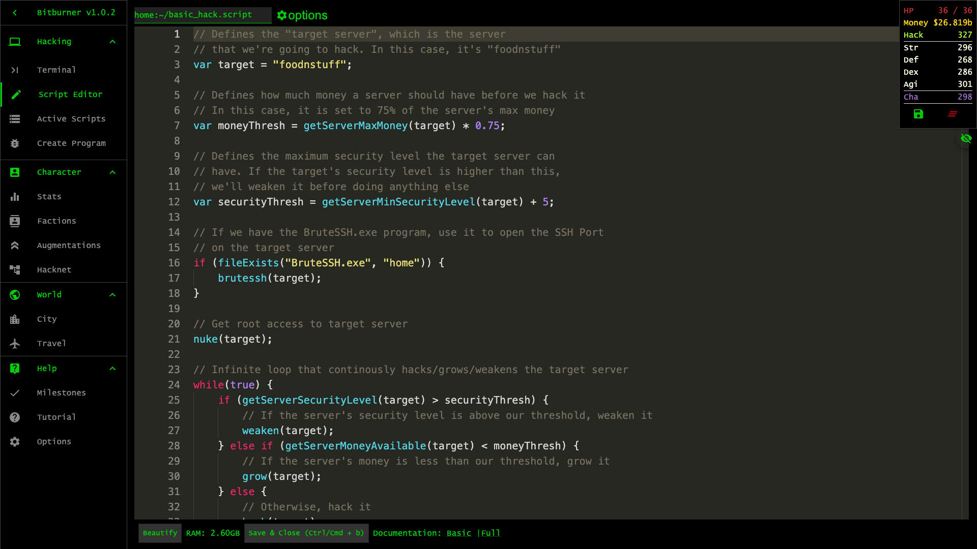 Screenshot for Bitburner