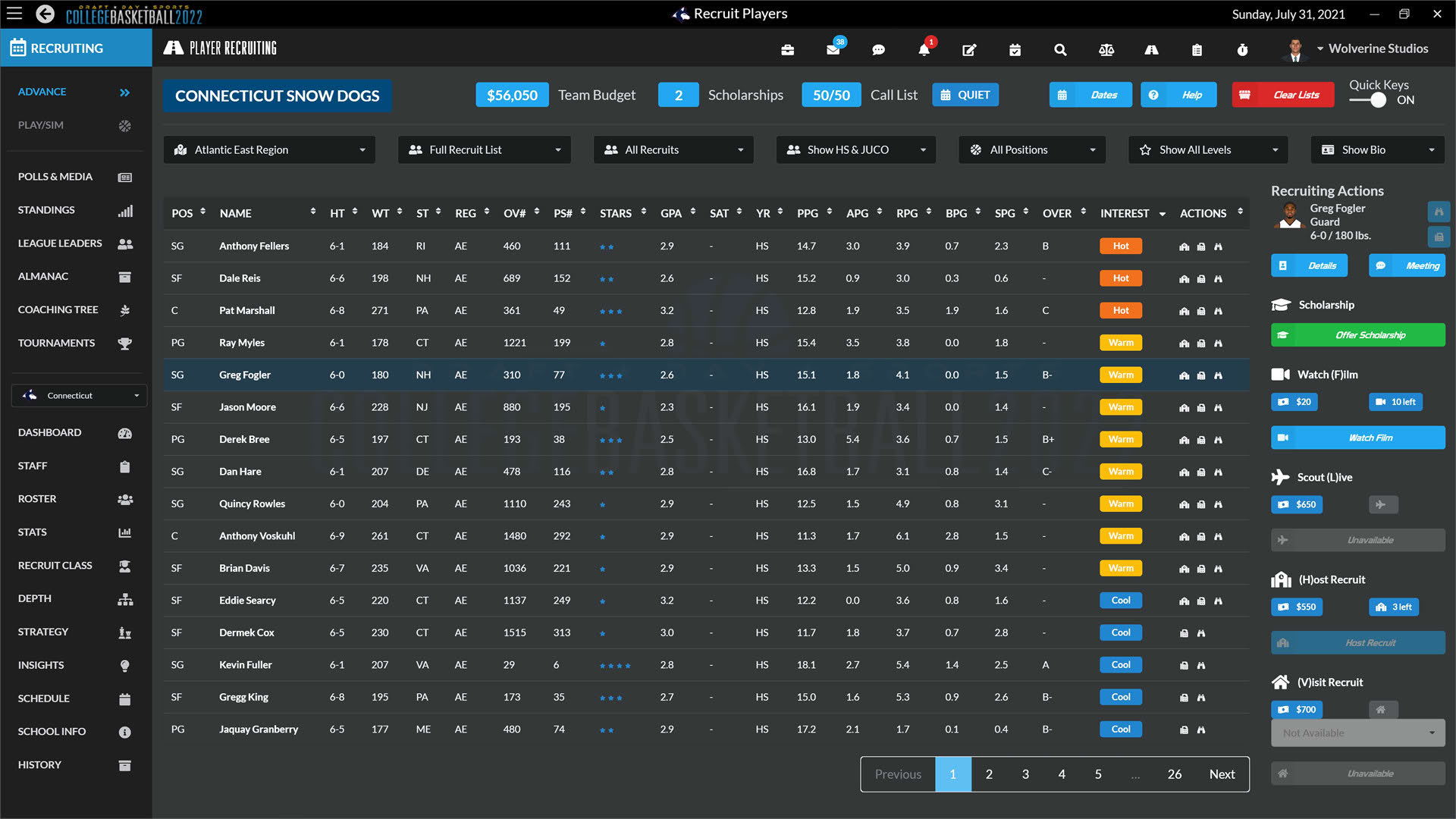 Screenshot for Draft Day Sports: College Basketball 2022