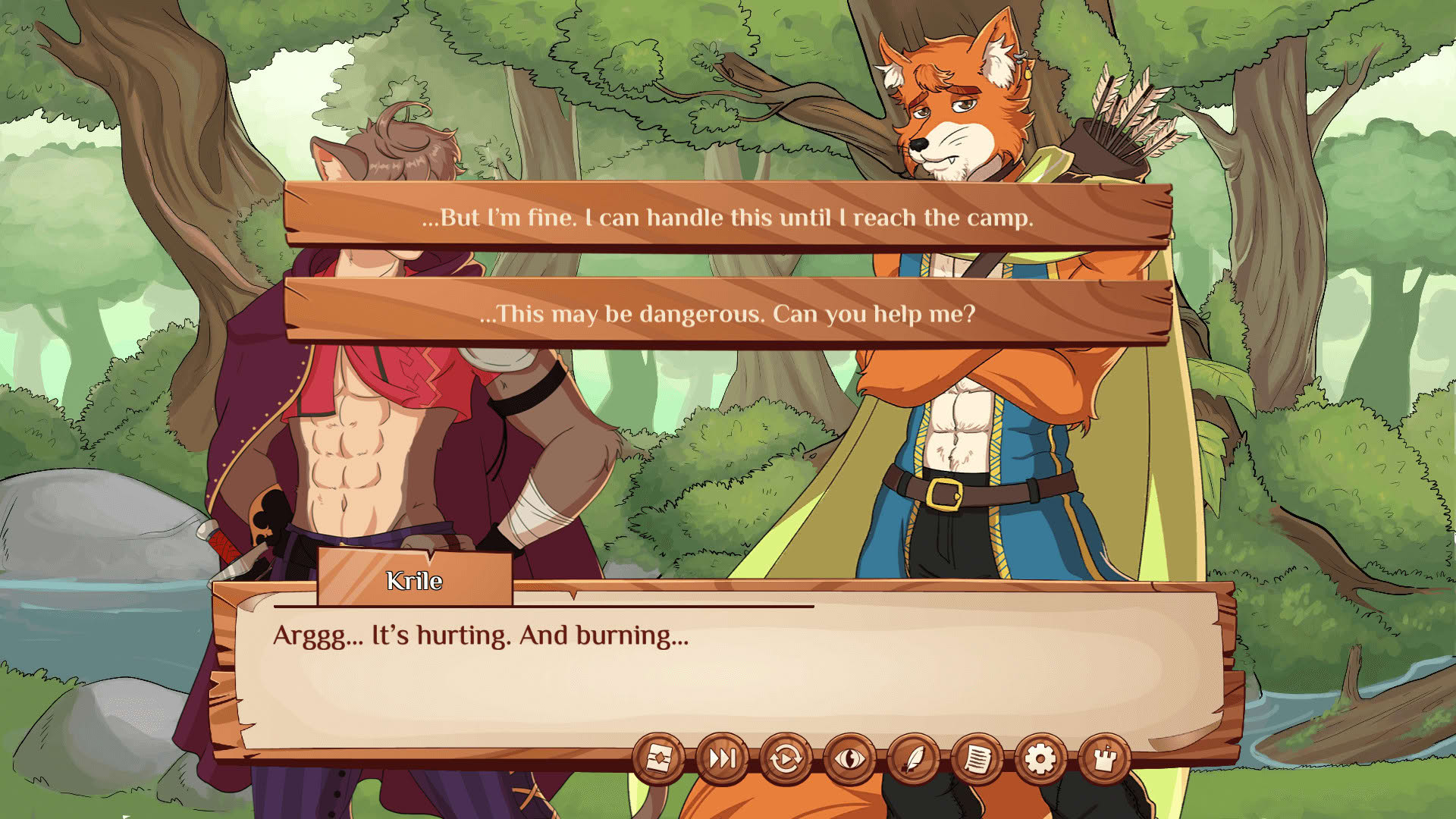Screenshot for Burrow of the Fallen Bear: A Gay Furry Visual Novel