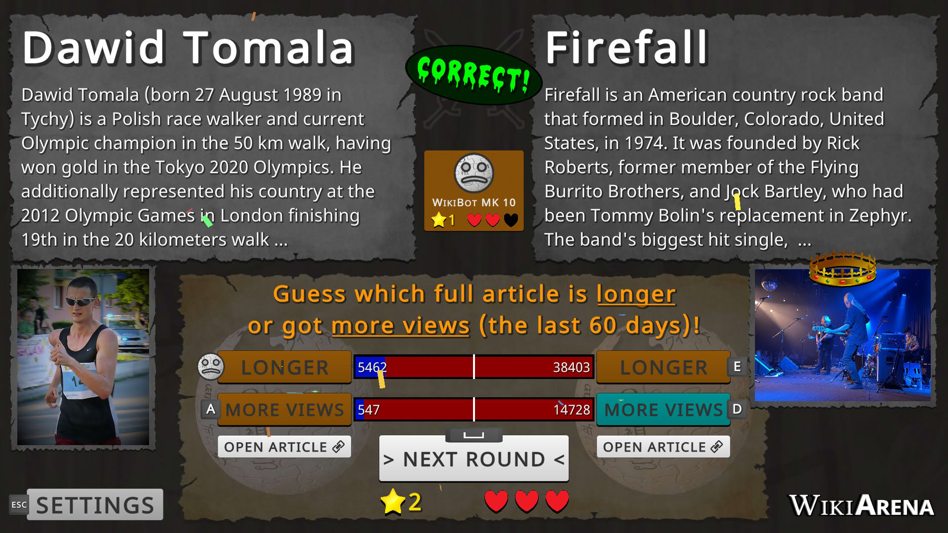 Screenshot for WikiArena