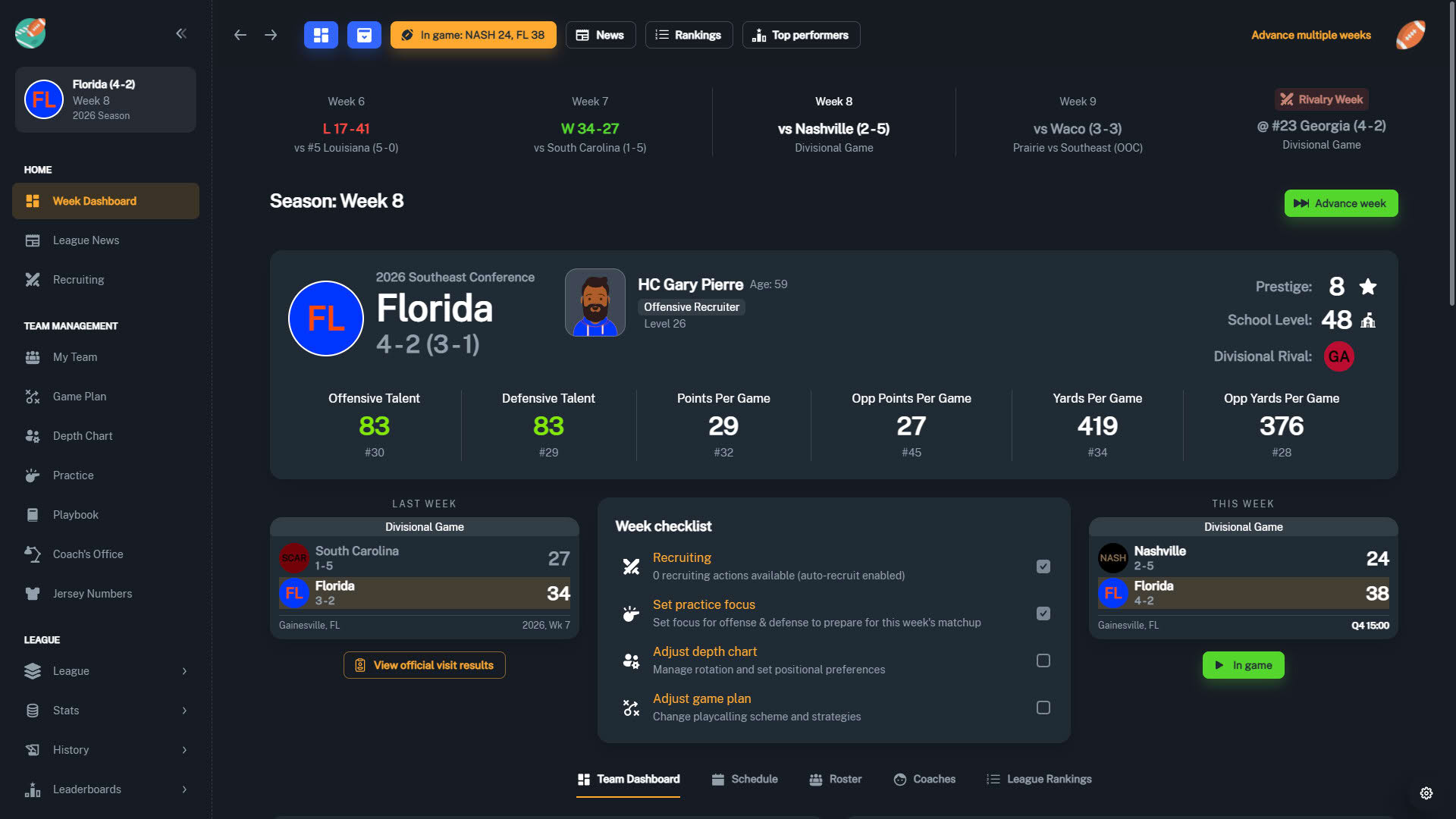 Screenshot for Football Coach: College Dynasty