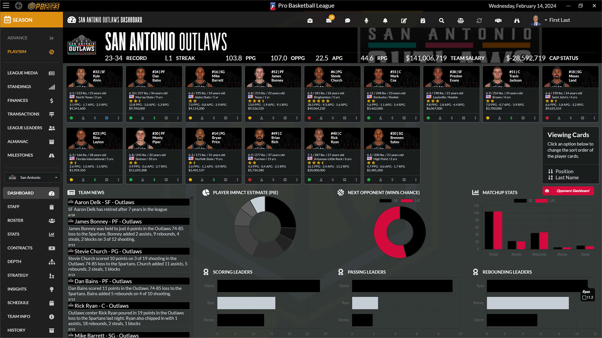 Screenshot for Draft Day Sports: Pro Basketball 2023