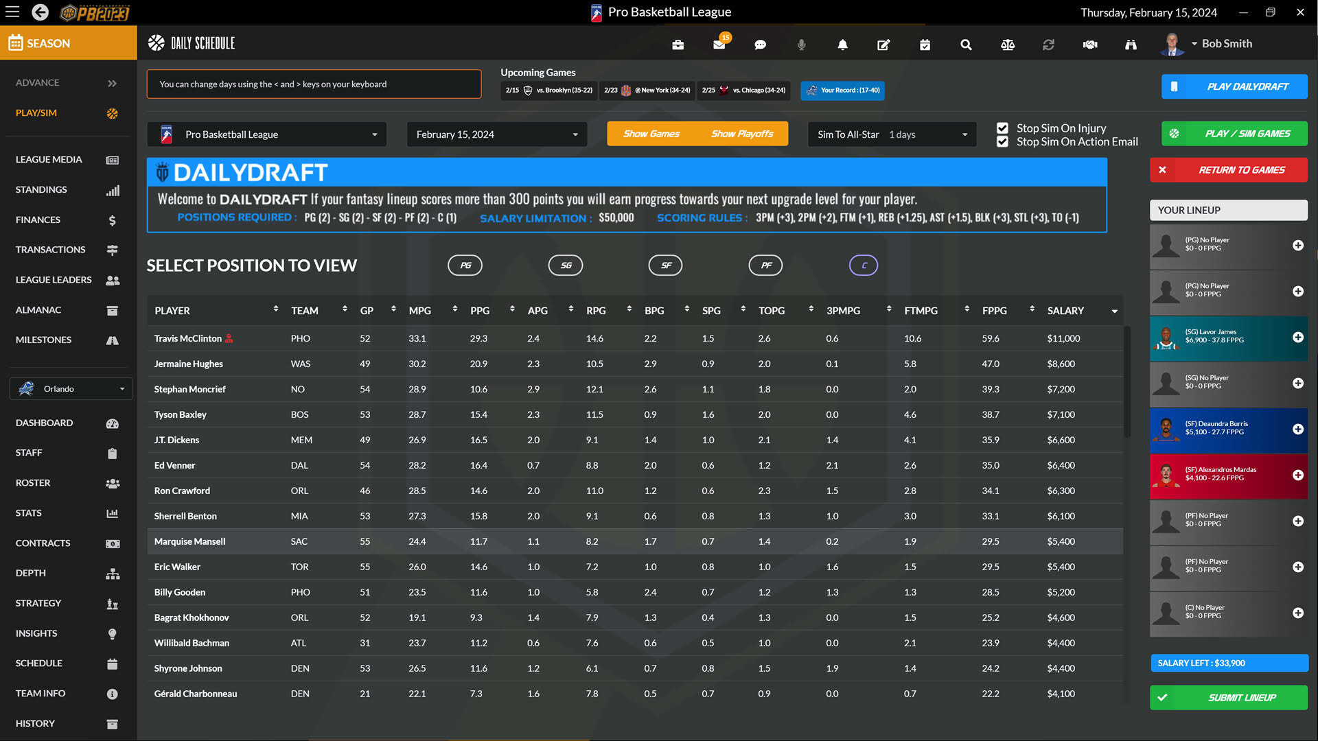 Screenshot for Draft Day Sports: Pro Basketball 2023