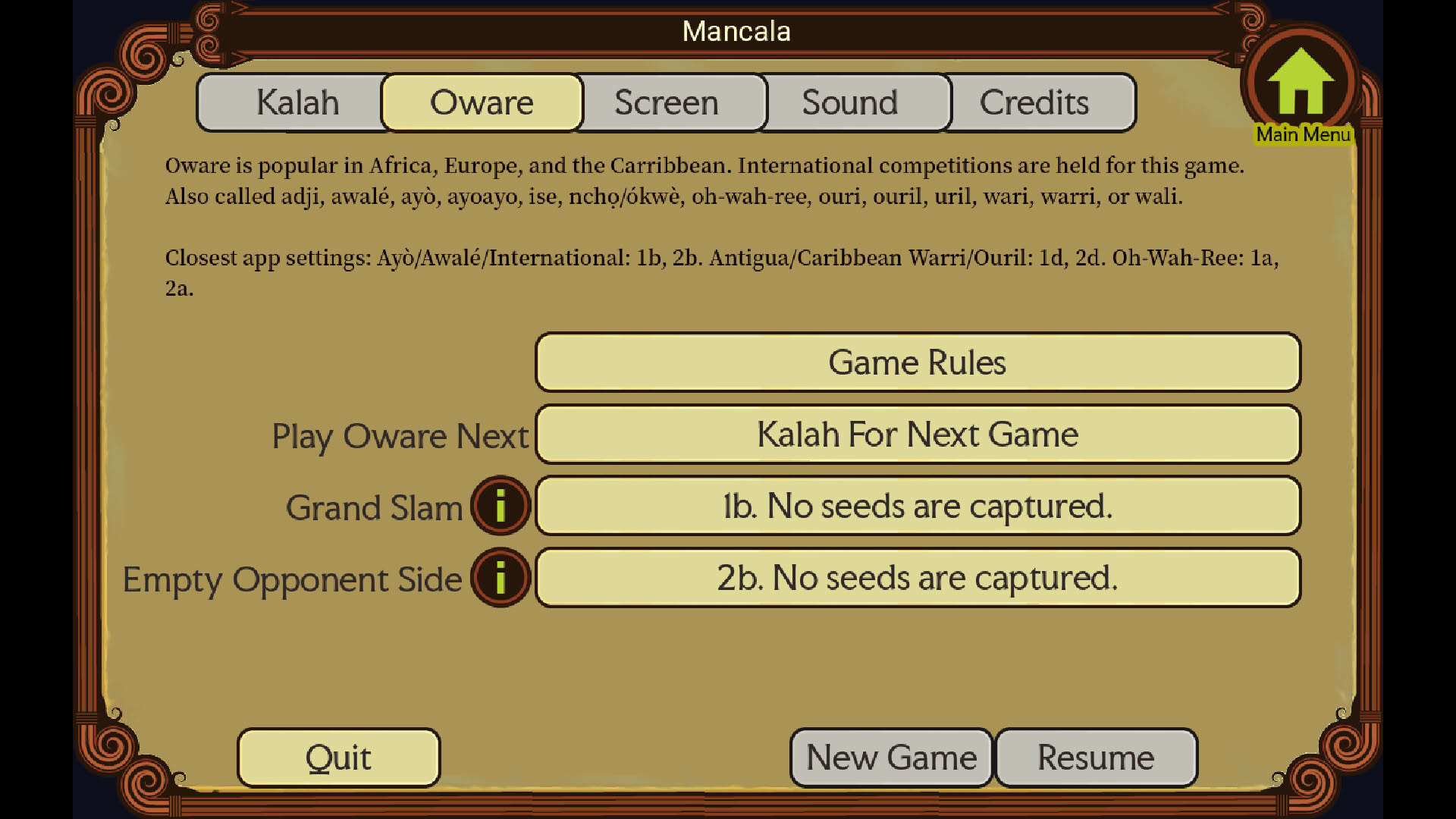 Screenshot for Mancala