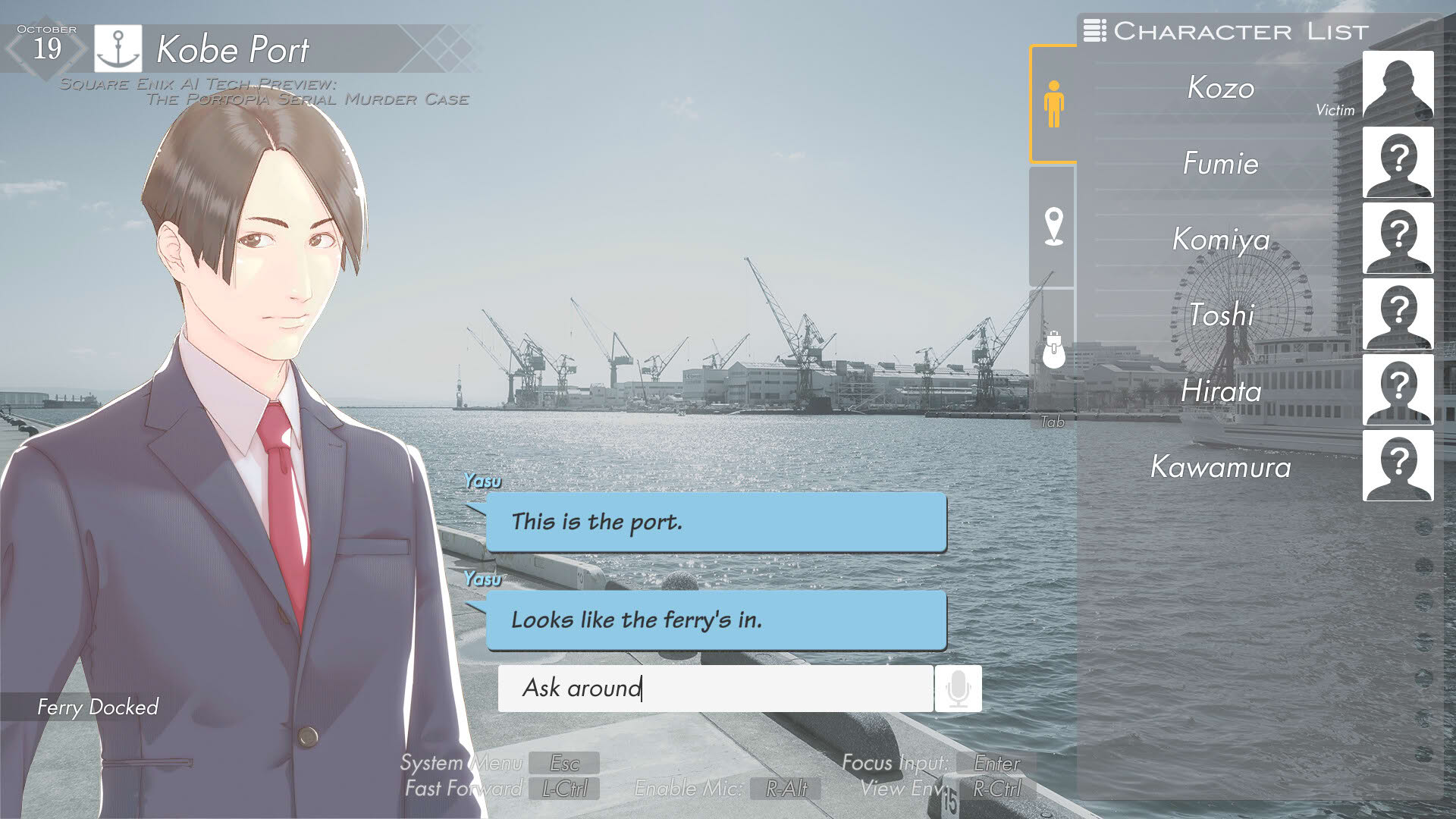 Screenshot for Square Enix AI Tech Preview: The Portopia Serial Murder Case