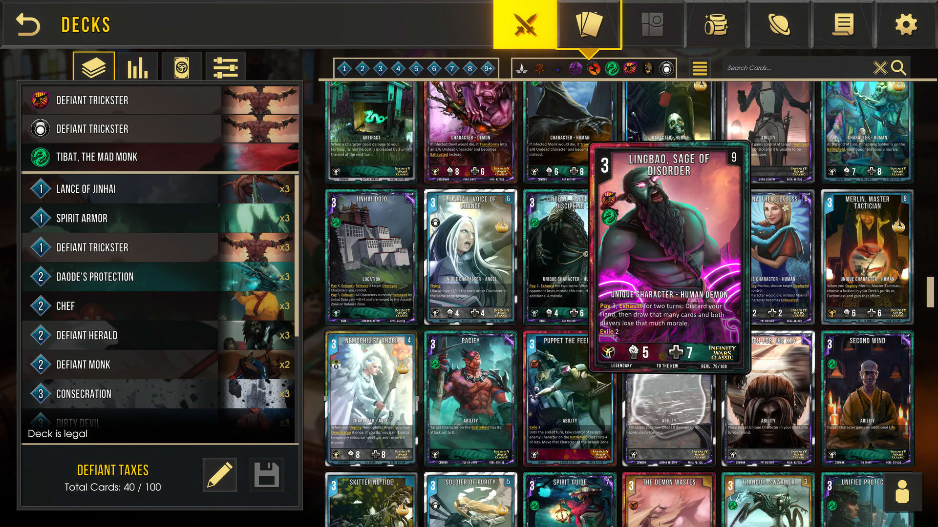 Screenshot for Infinity Wars: Animated Trading Card Game