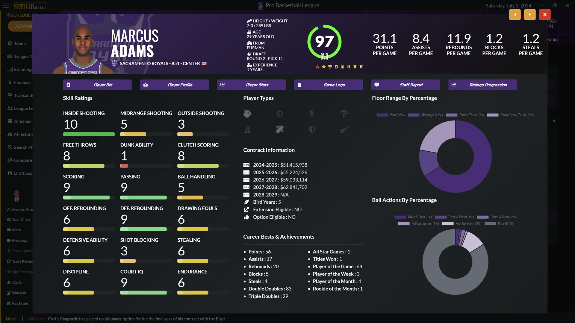 Screenshot for Draft Day Sports: Pro Basketball 2024