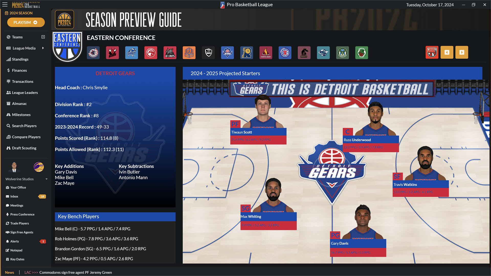 Screenshot for Draft Day Sports: Pro Basketball 2024
