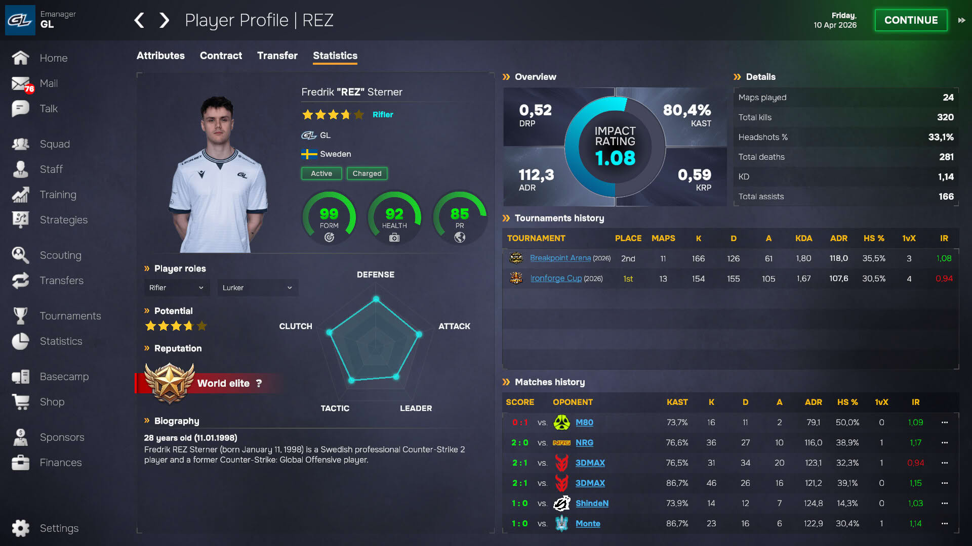 Screenshot for Esports Manager 2026