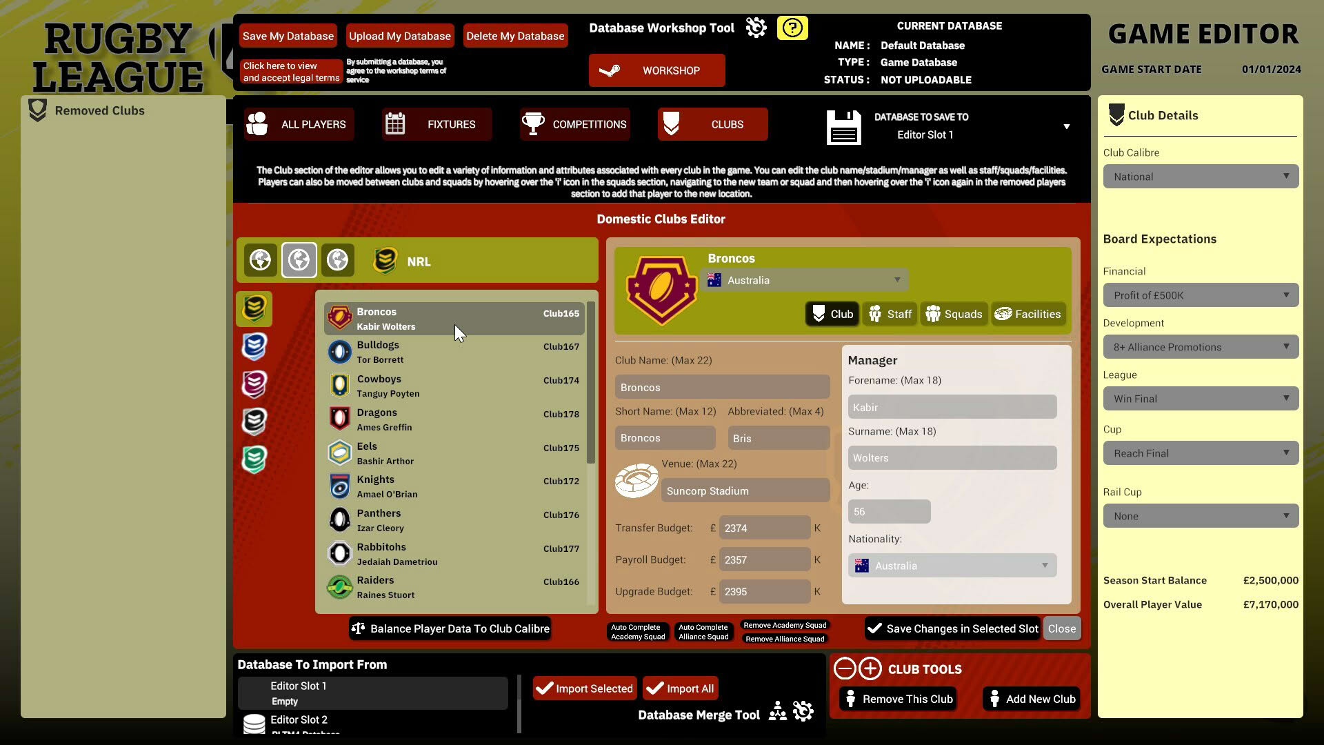 Screenshot for Rugby League Team Manager 4