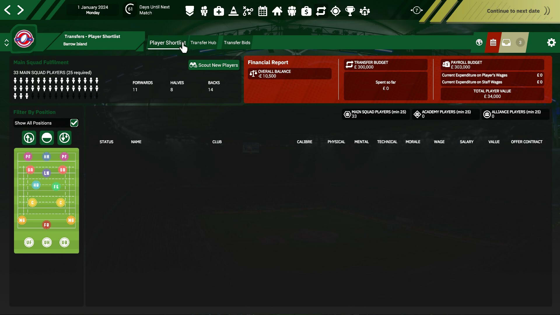 Screenshot for Rugby League Team Manager 4