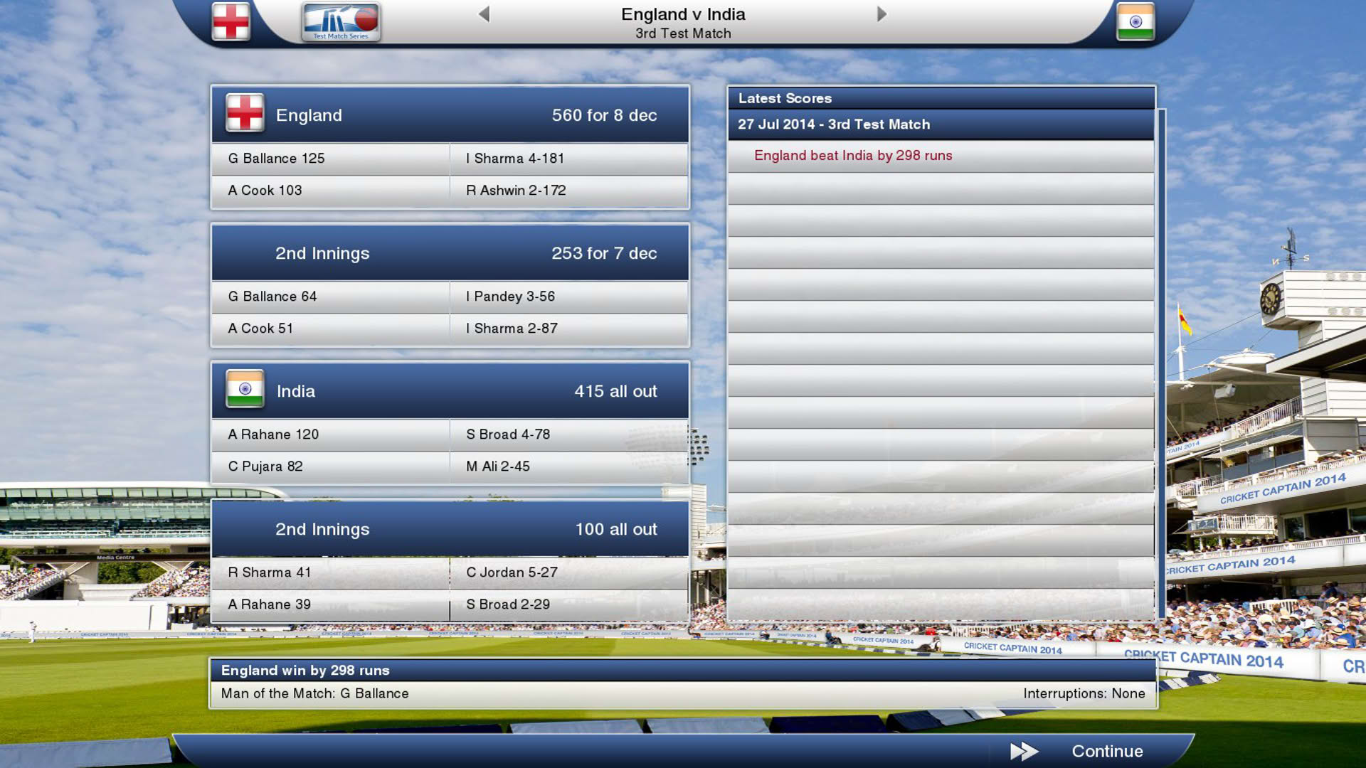 Screenshot for Cricket Captain 2014