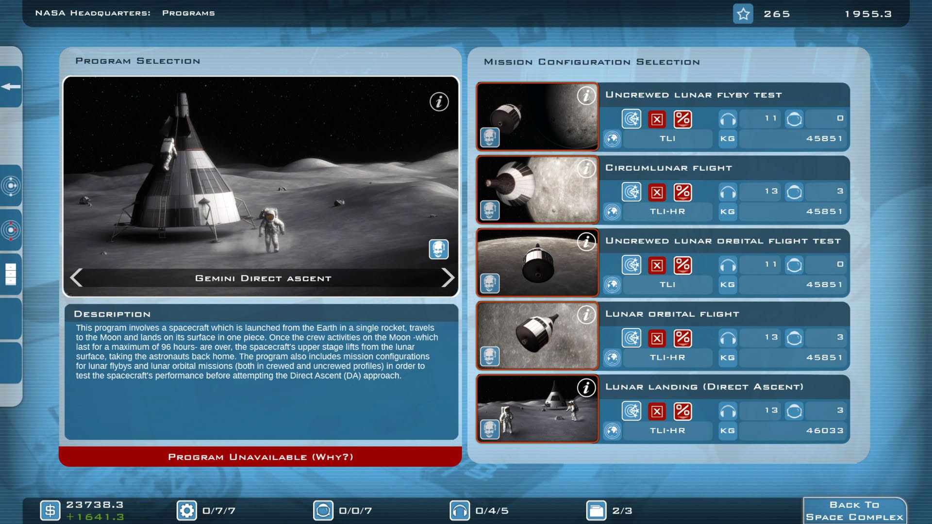 Screenshot for Buzz Aldrin's Space Program Manager