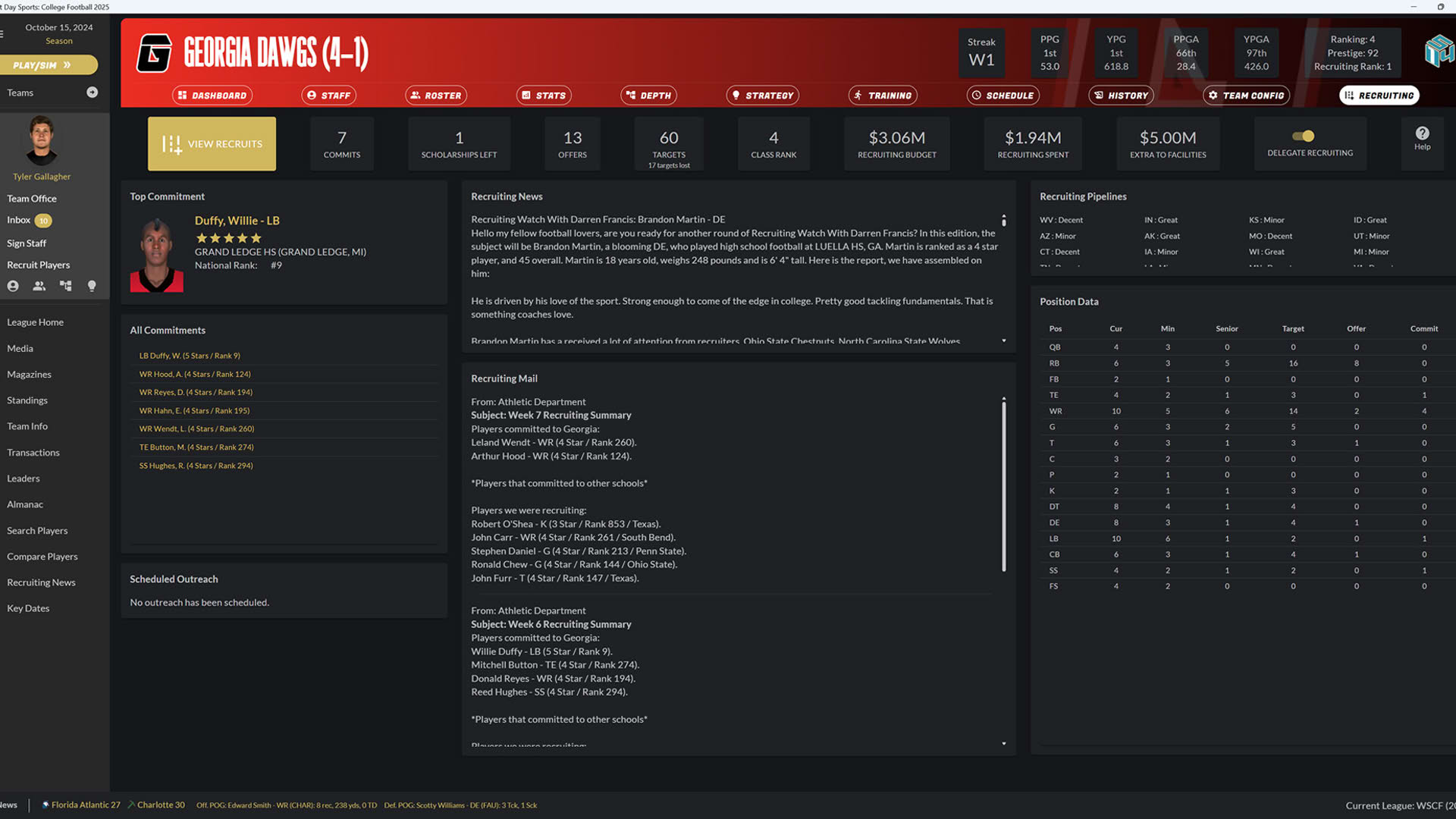 Screenshot for Draft Day Sports: College Football 2025