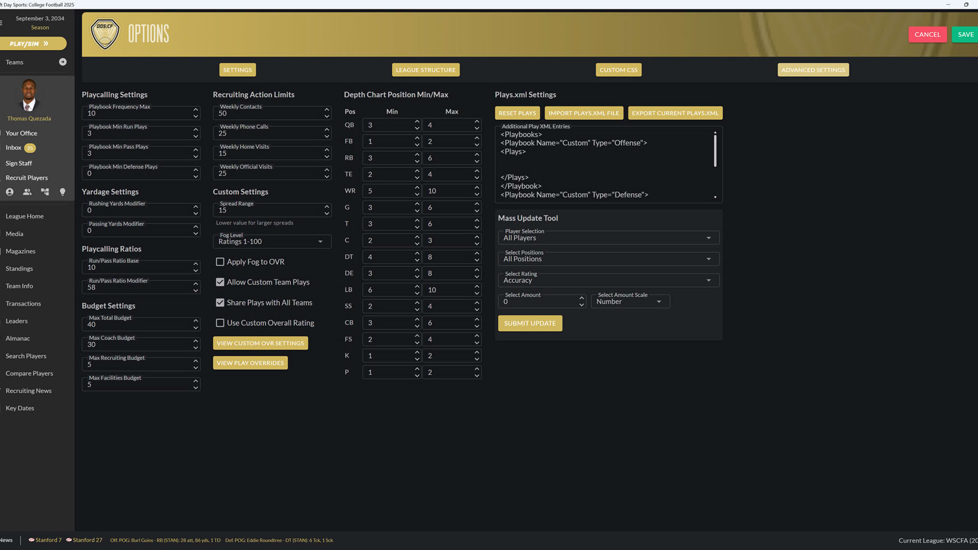 Screenshot for Draft Day Sports: College Football 2025