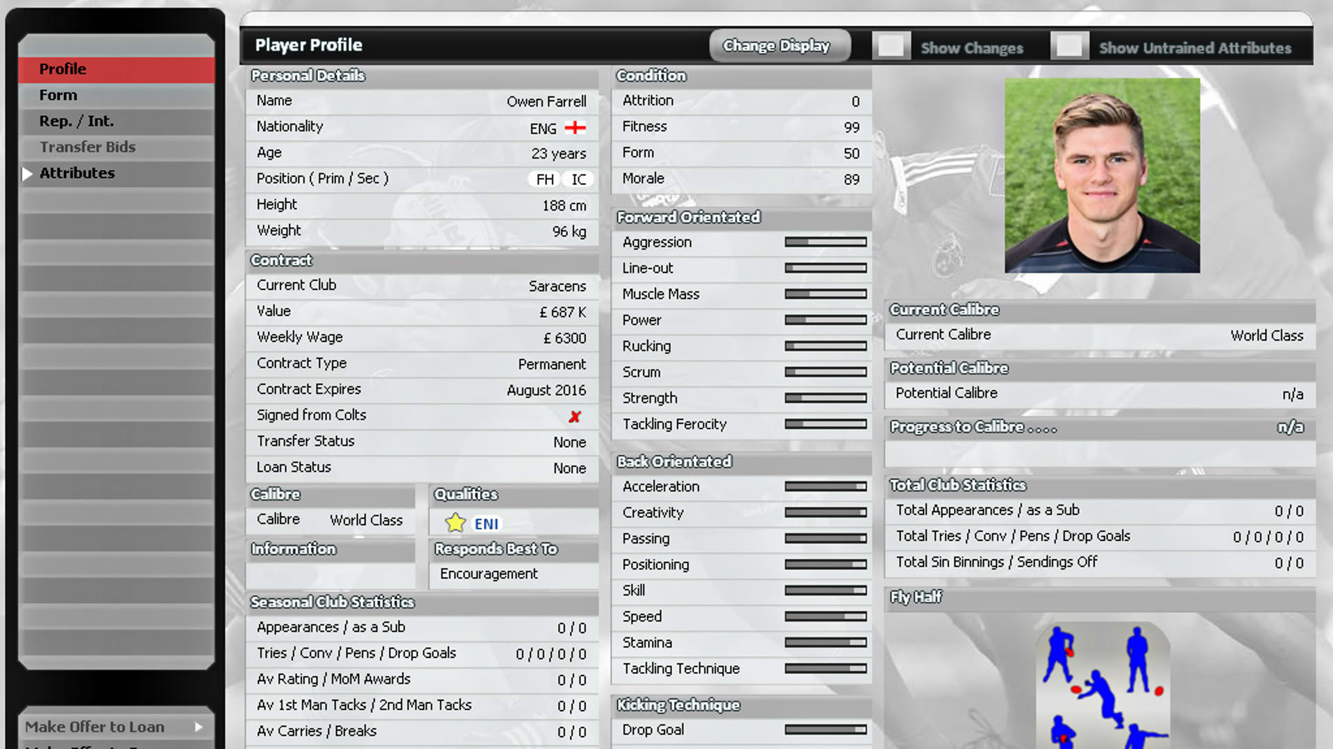 Screenshot for Rugby Union Team Manager 2015