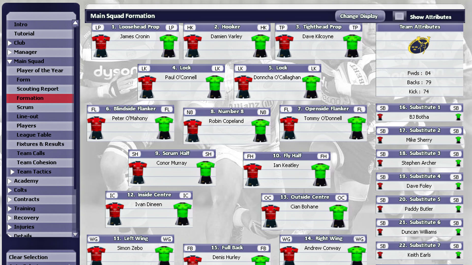 Screenshot for Rugby Union Team Manager 2015