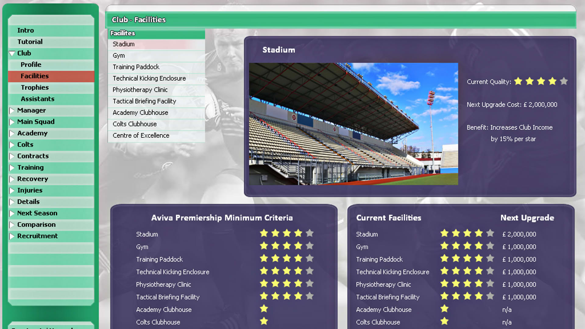 Screenshot for Rugby Union Team Manager 2015