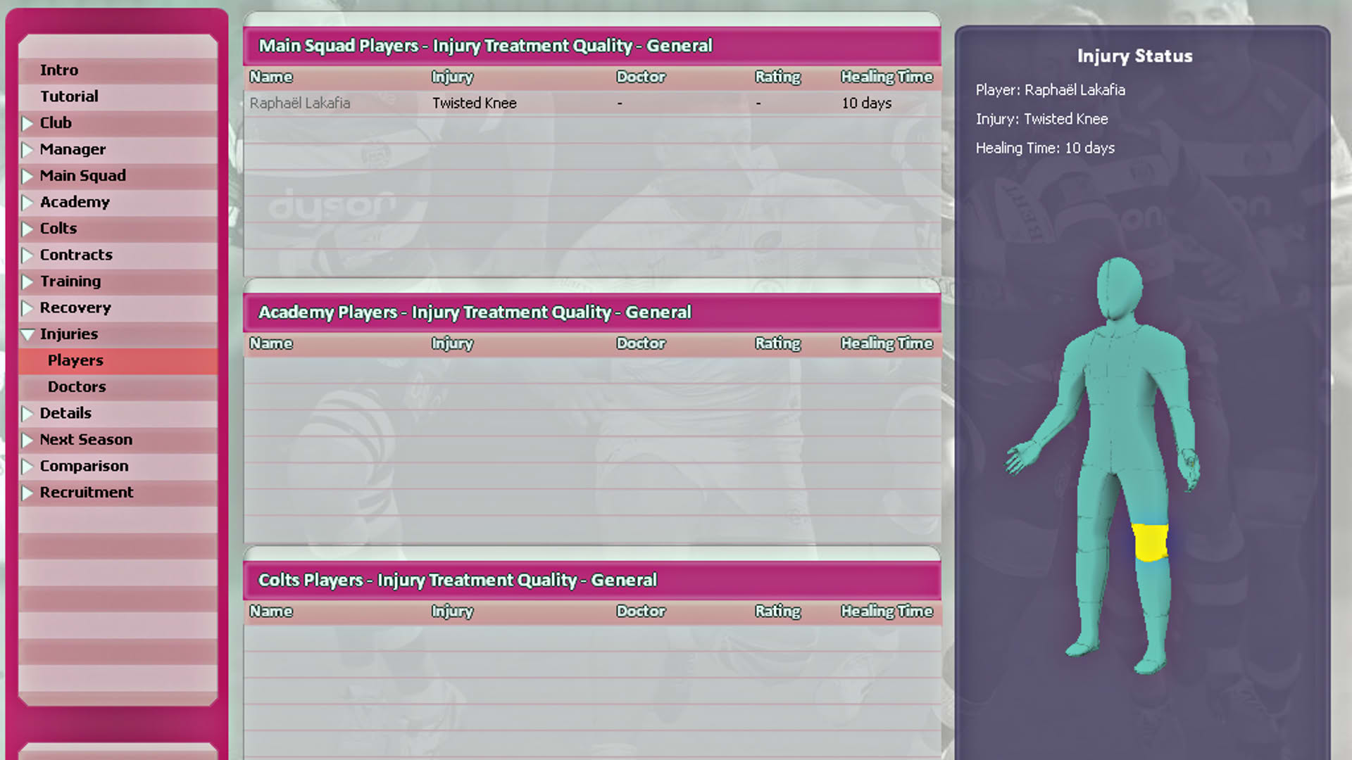 Screenshot for Rugby Union Team Manager 2015