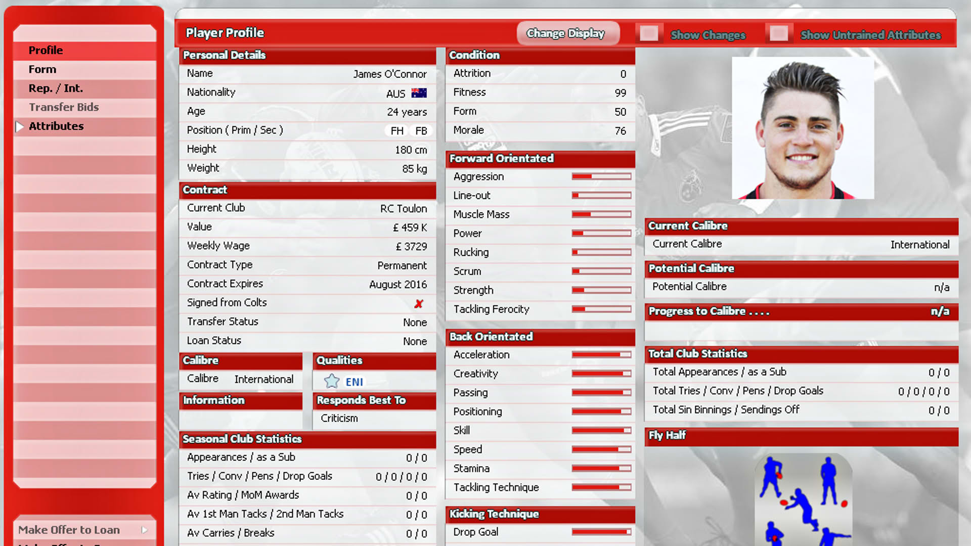 Screenshot for Rugby Union Team Manager 2015