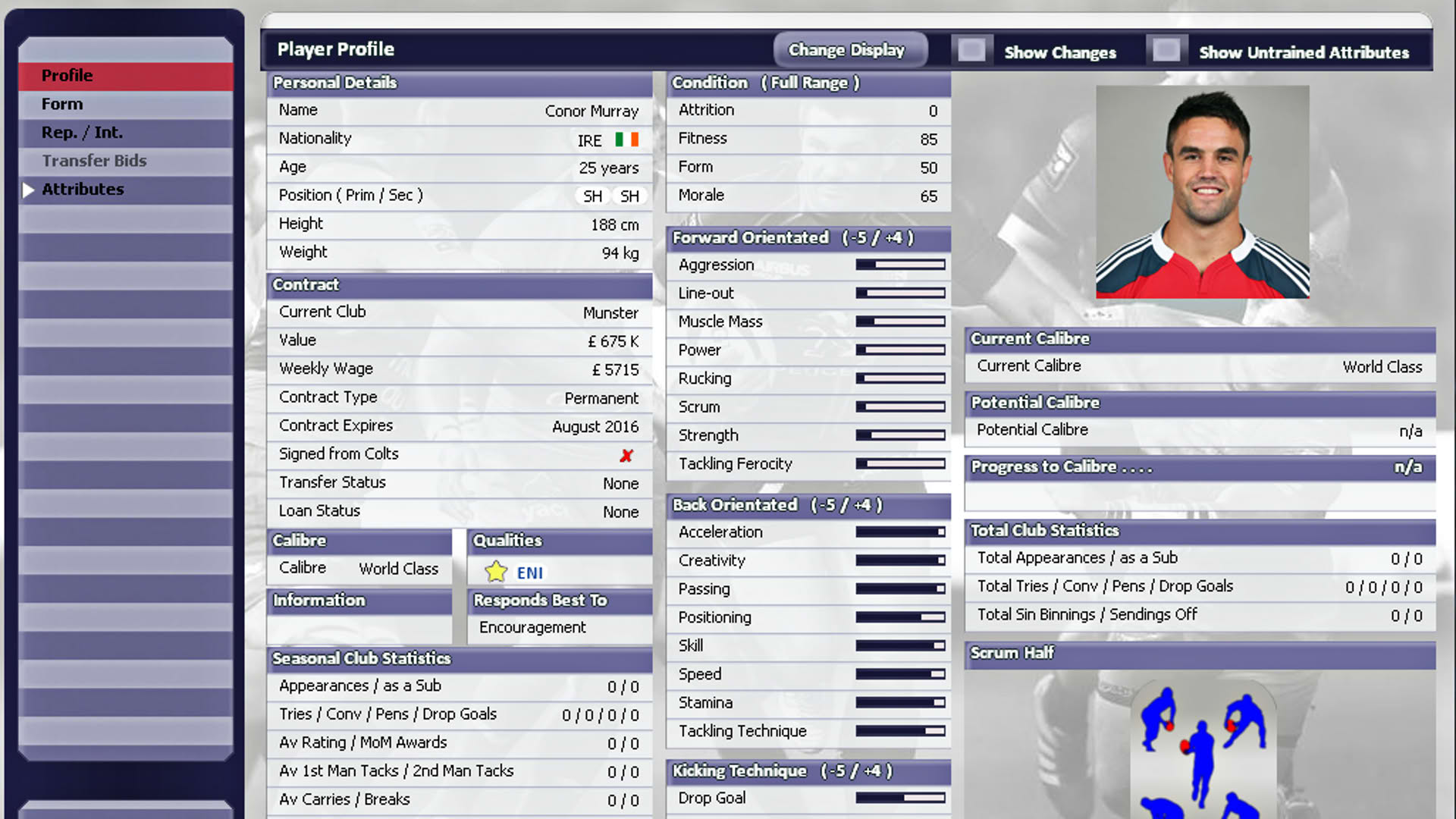 Screenshot for Rugby Union Team Manager 2015