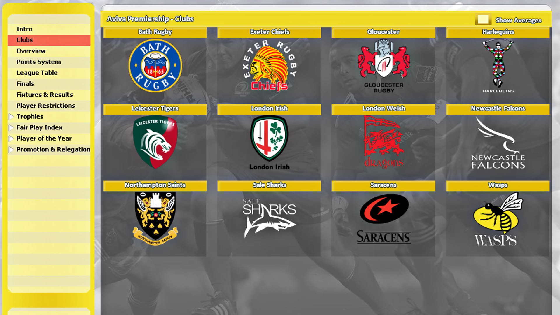 Screenshot for Rugby Union Team Manager 2015