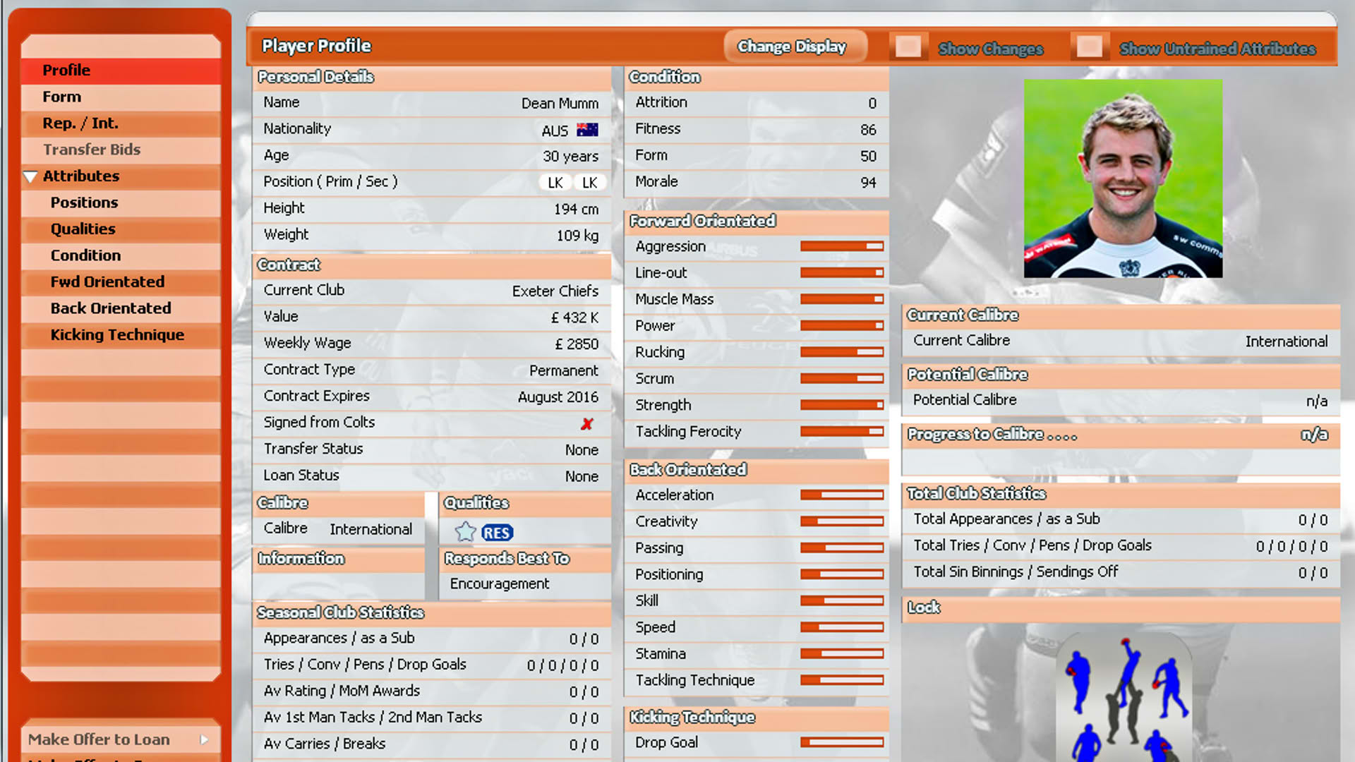 Screenshot for Rugby Union Team Manager 2015