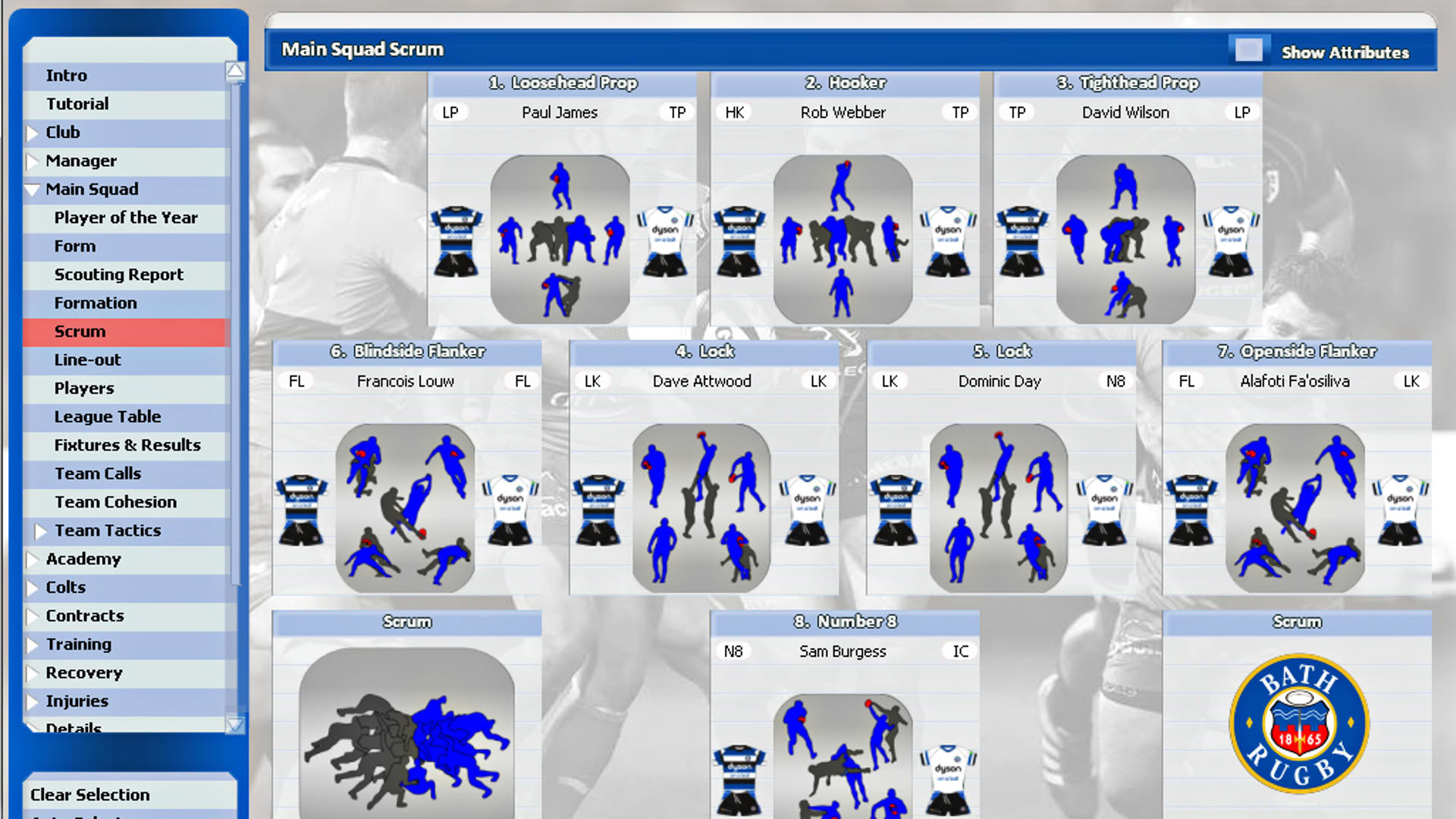 Screenshot for Rugby Union Team Manager 2015