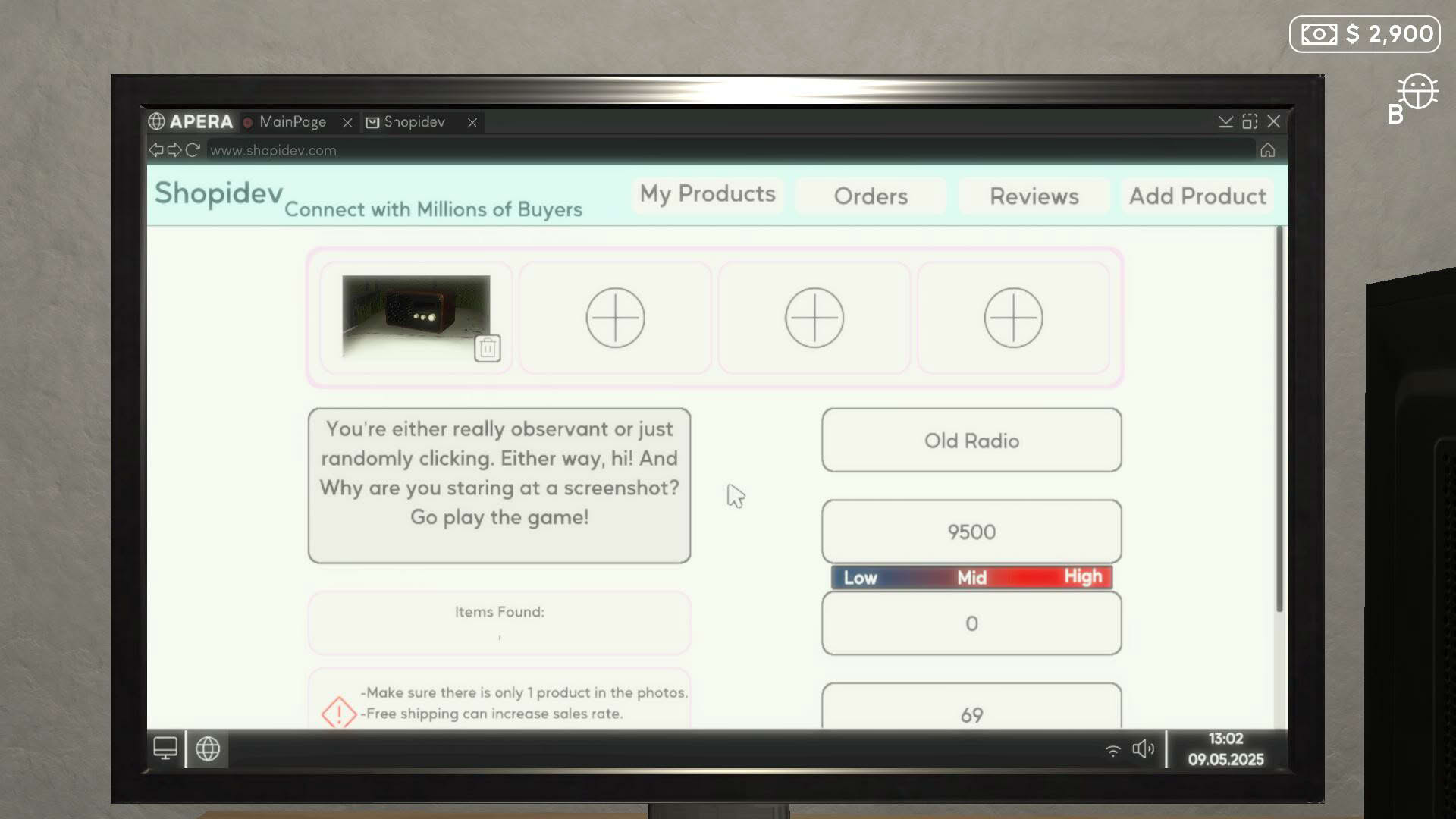 Screenshot for E-Commerce Simulator 2025