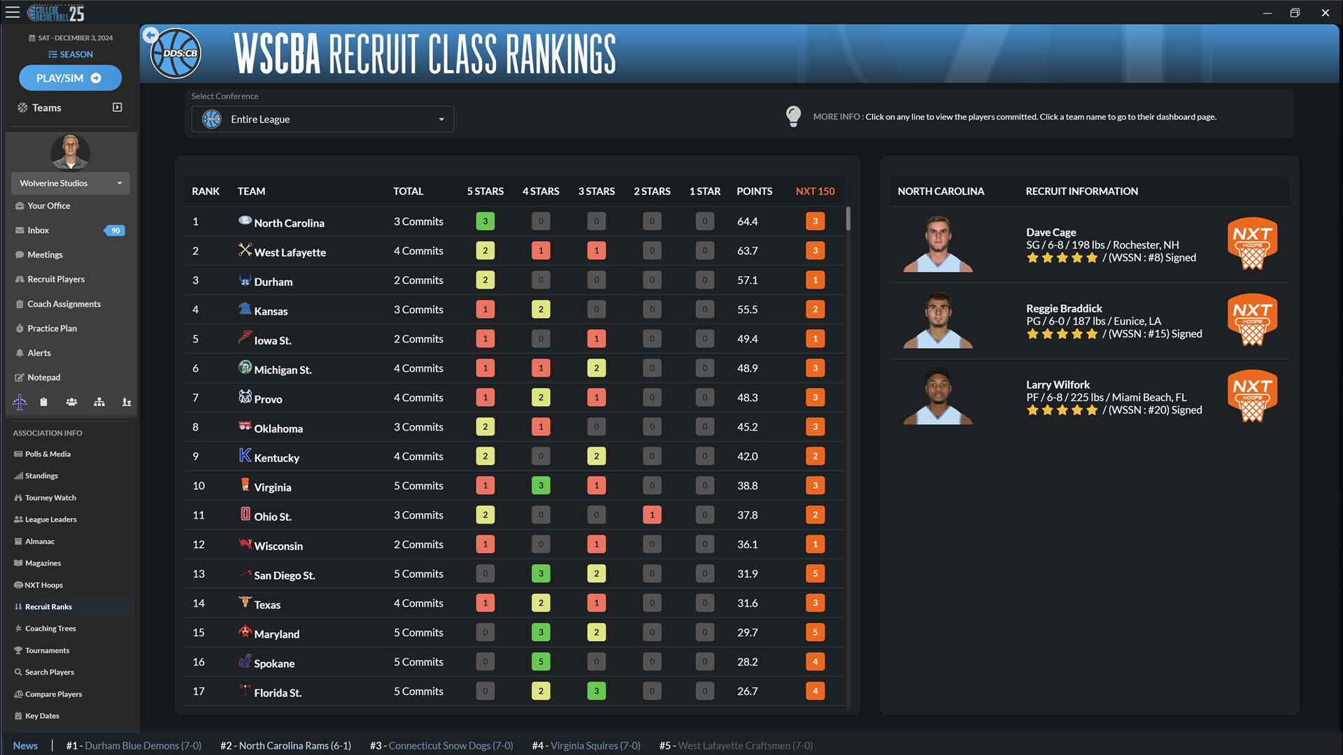 Screenshot for Draft Day Sports: College Basketball 2025