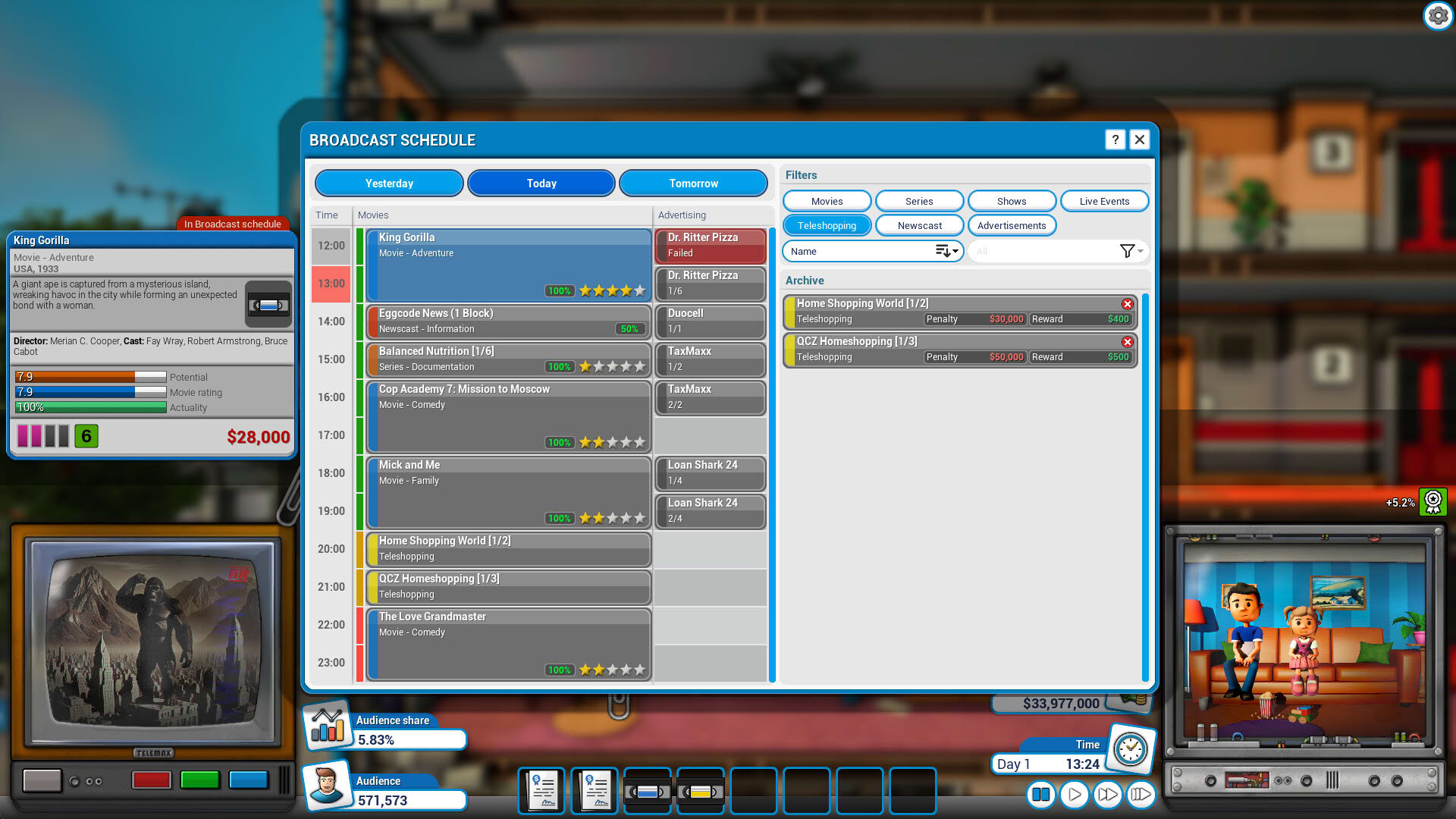 Screenshot for Mad Television Tycoon