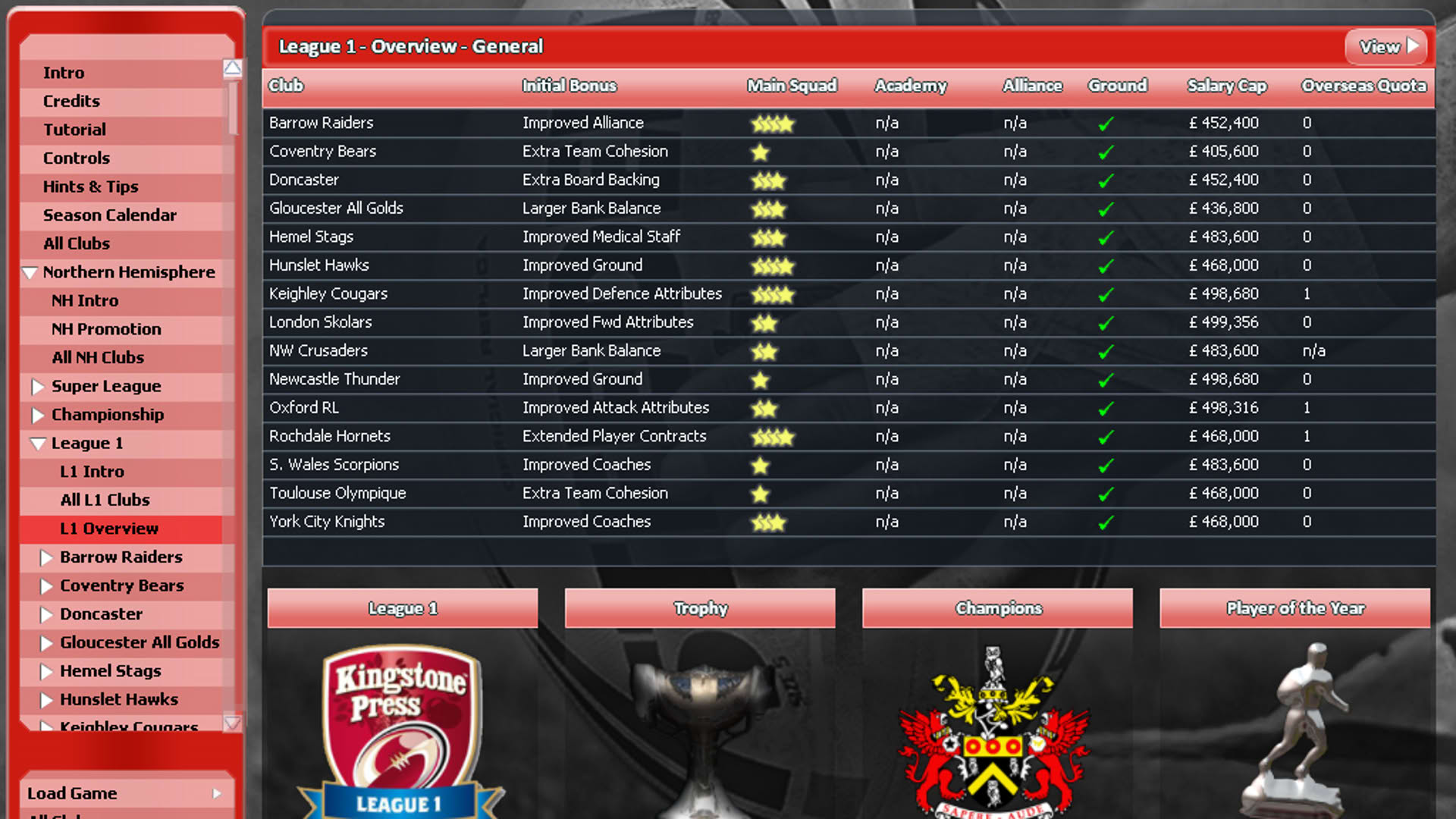 Screenshot for Rugby League Team Manager 2015