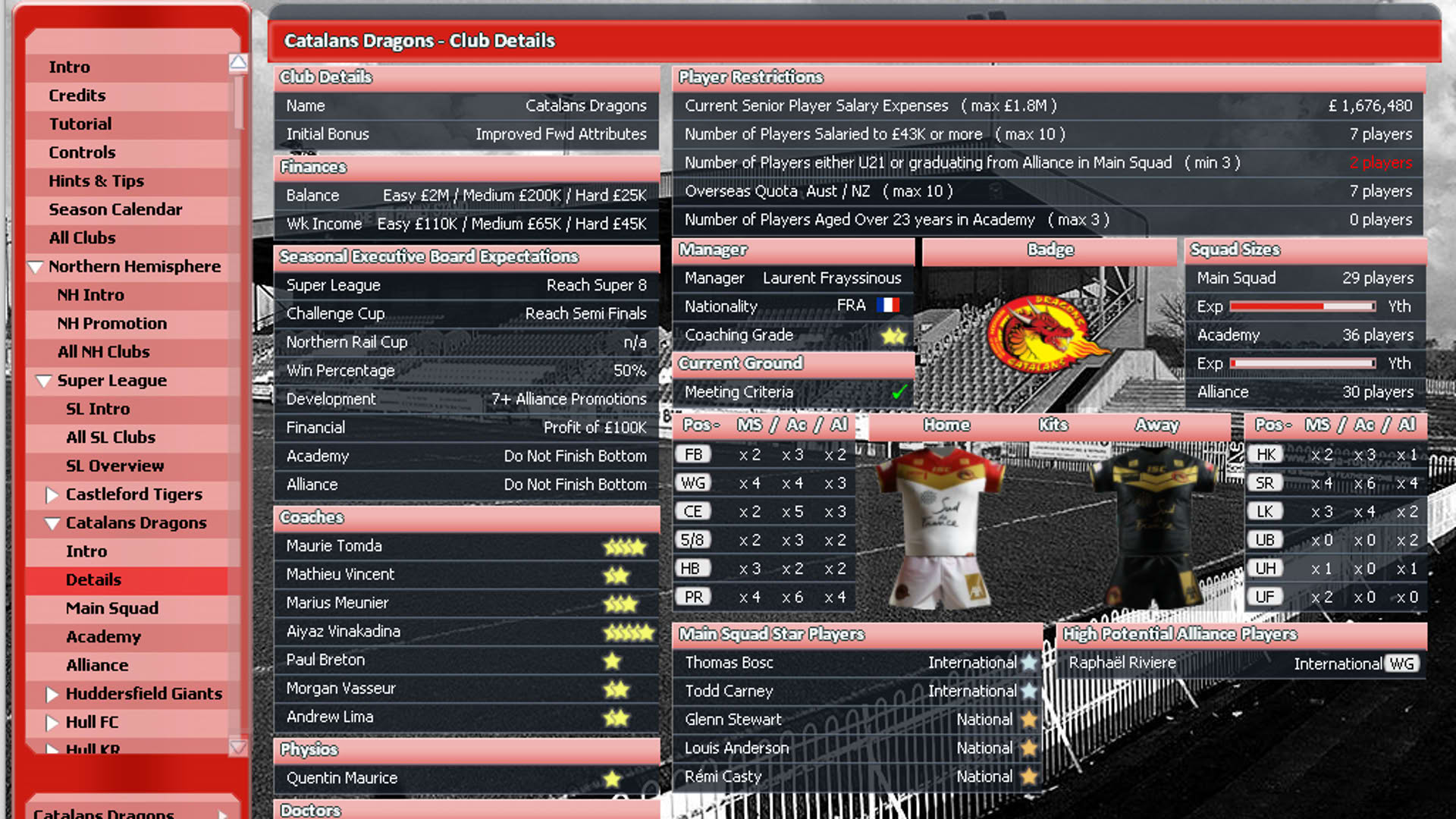 Screenshot for Rugby League Team Manager 2015