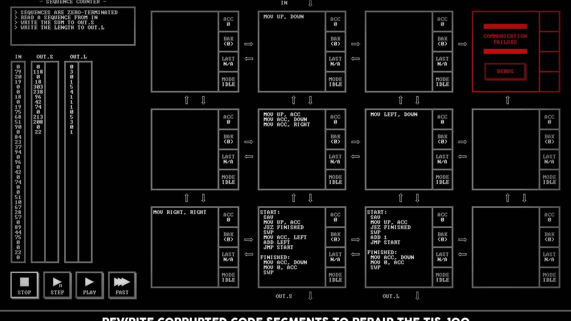 Screenshot for TIS-100