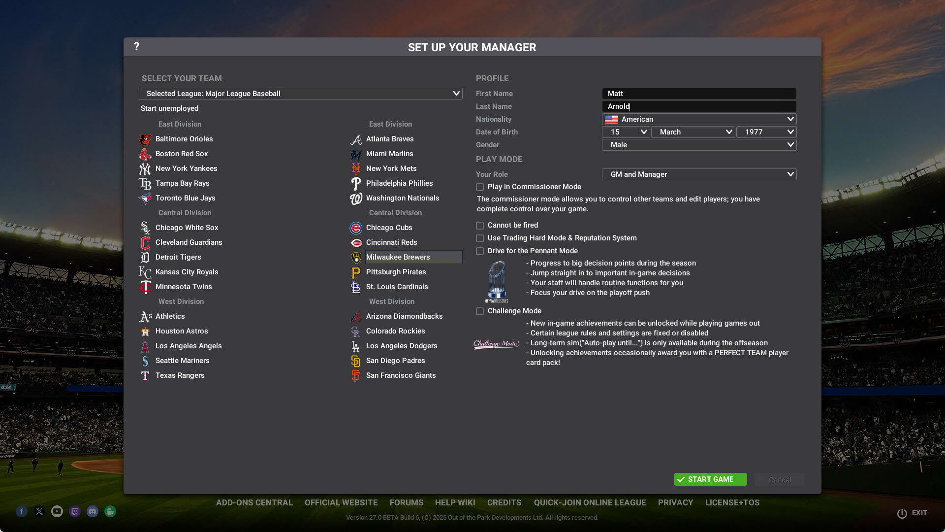 Screenshot for Out of the Park Baseball 27