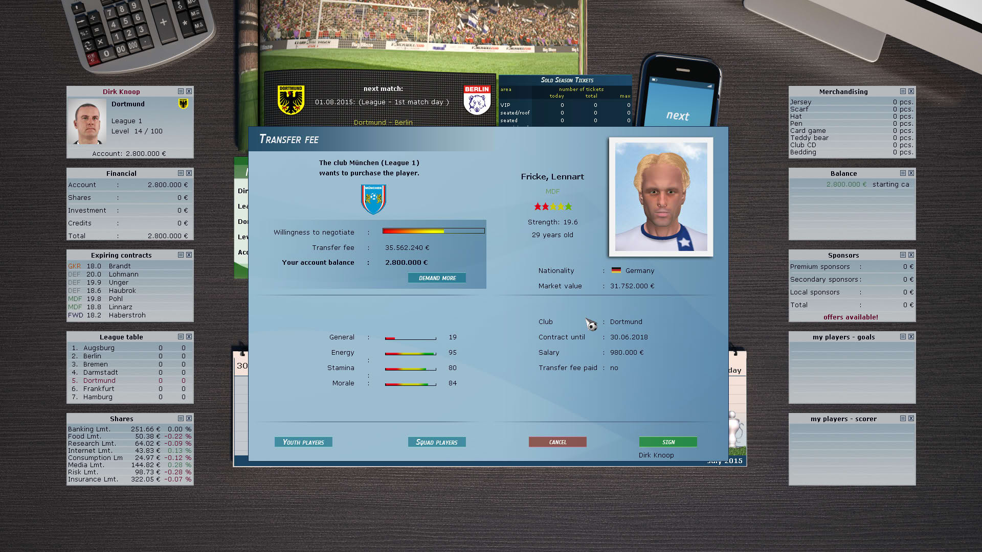 Screenshot for Club Manager 2016