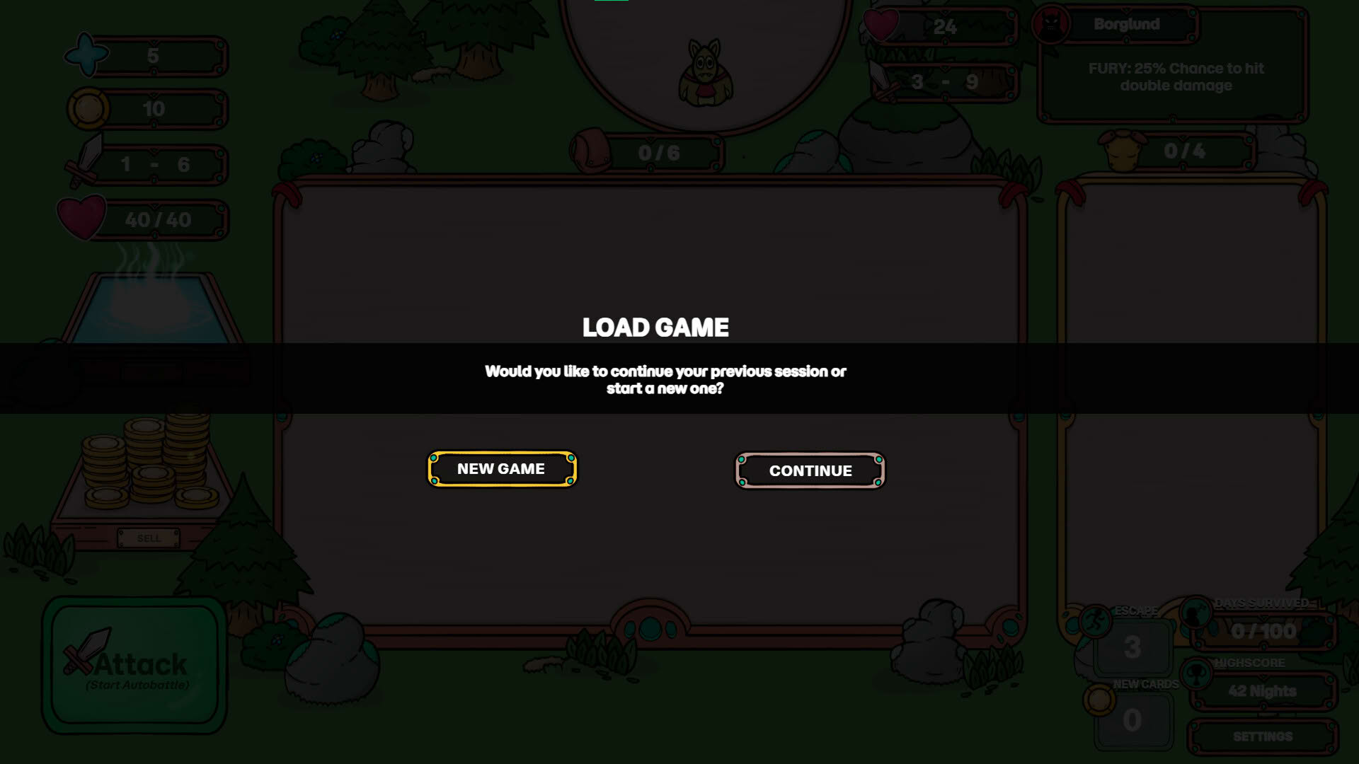 Screenshot for Runewood: Hundred Nights