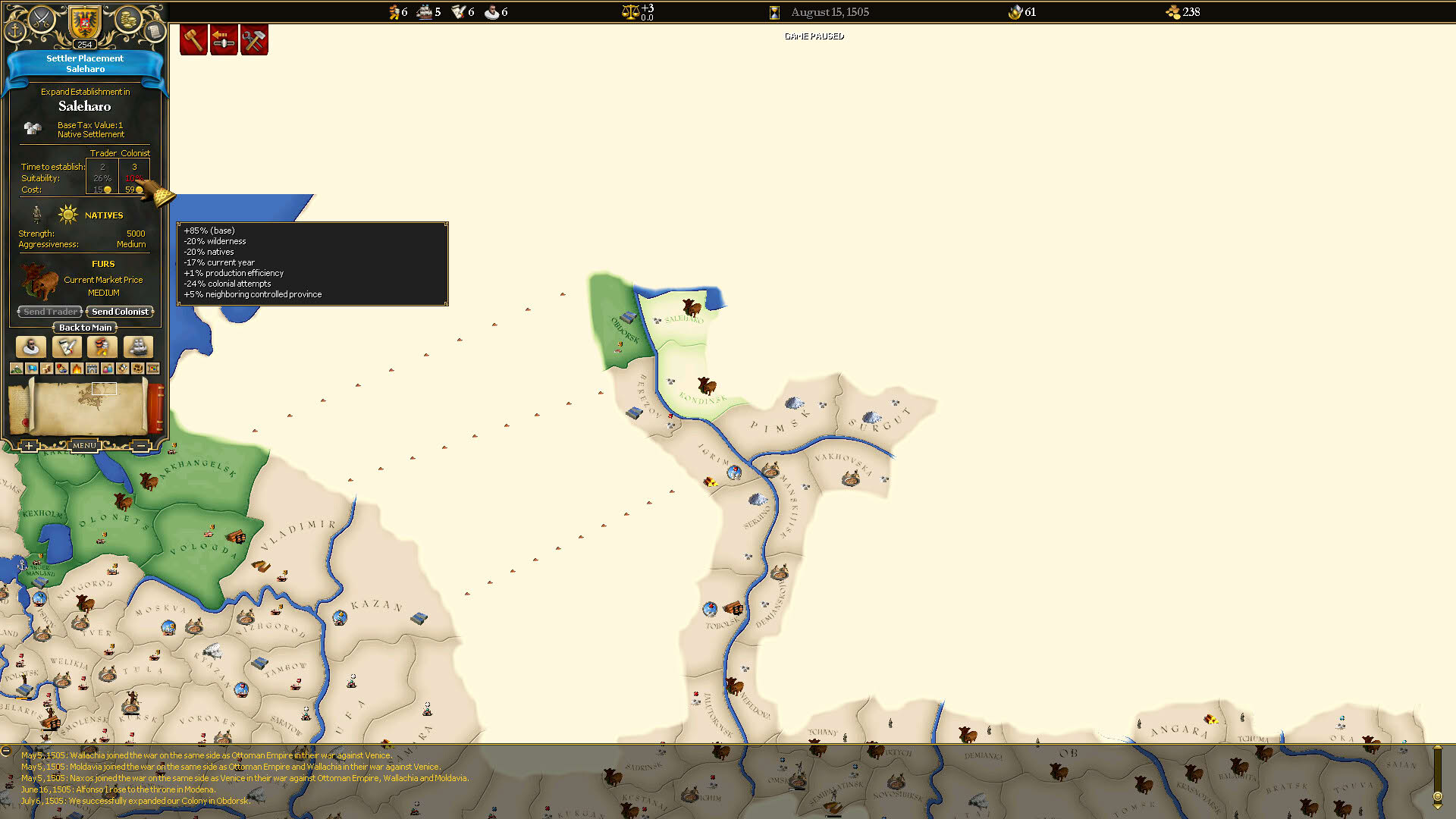 Screenshot for For The Glory: A Europa Universalis Game
