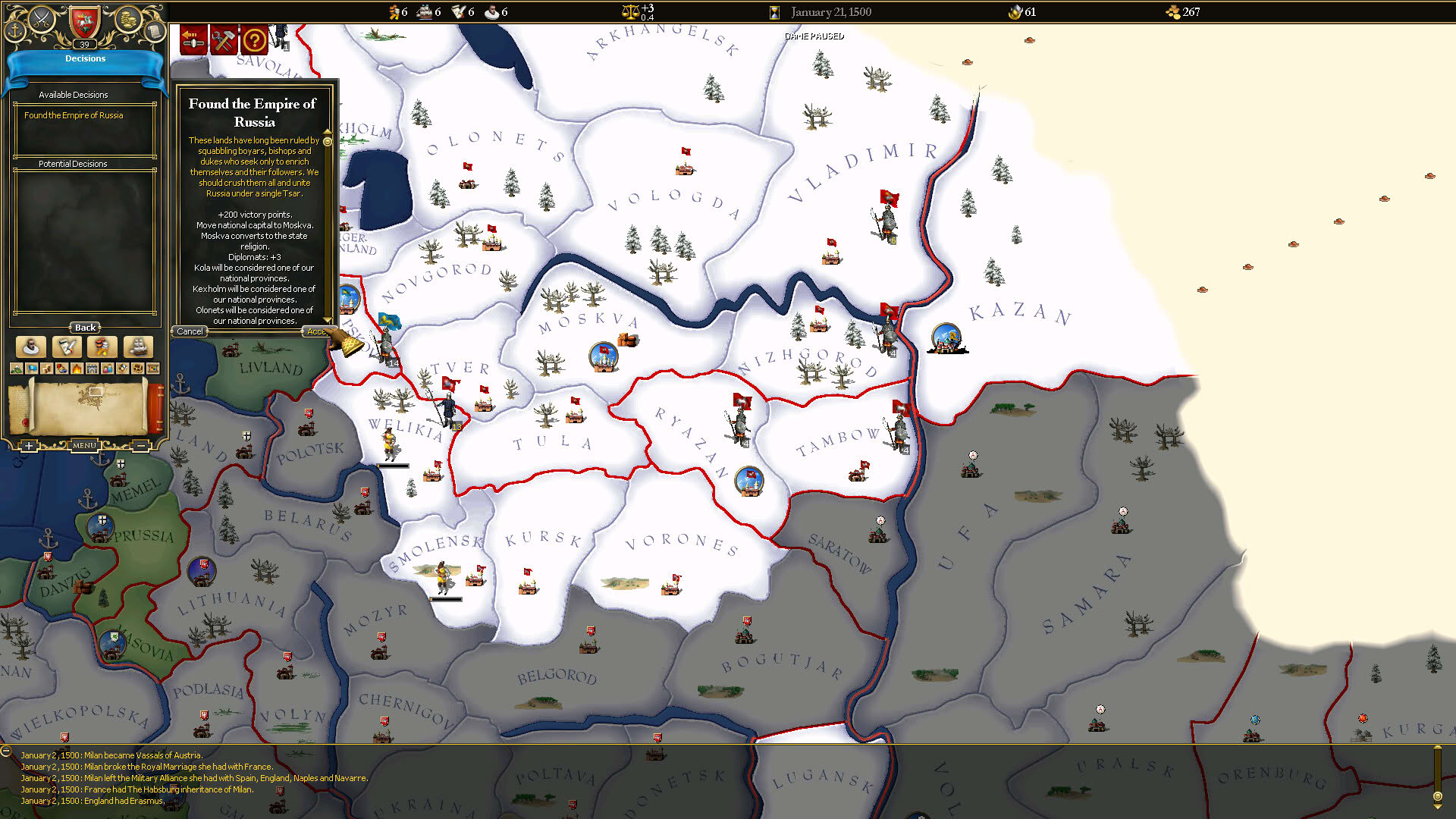 Screenshot for For The Glory: A Europa Universalis Game
