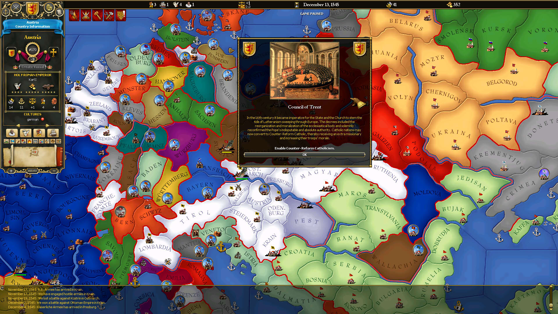 Screenshot for For The Glory: A Europa Universalis Game