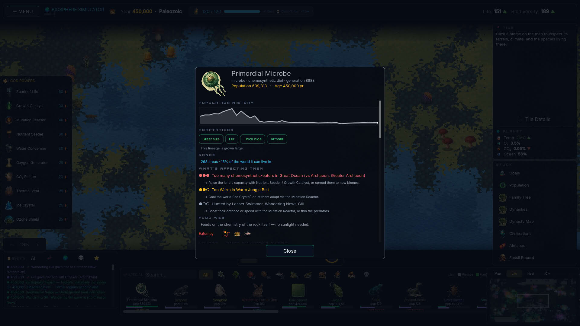 Screenshot for Biosphere Simulator