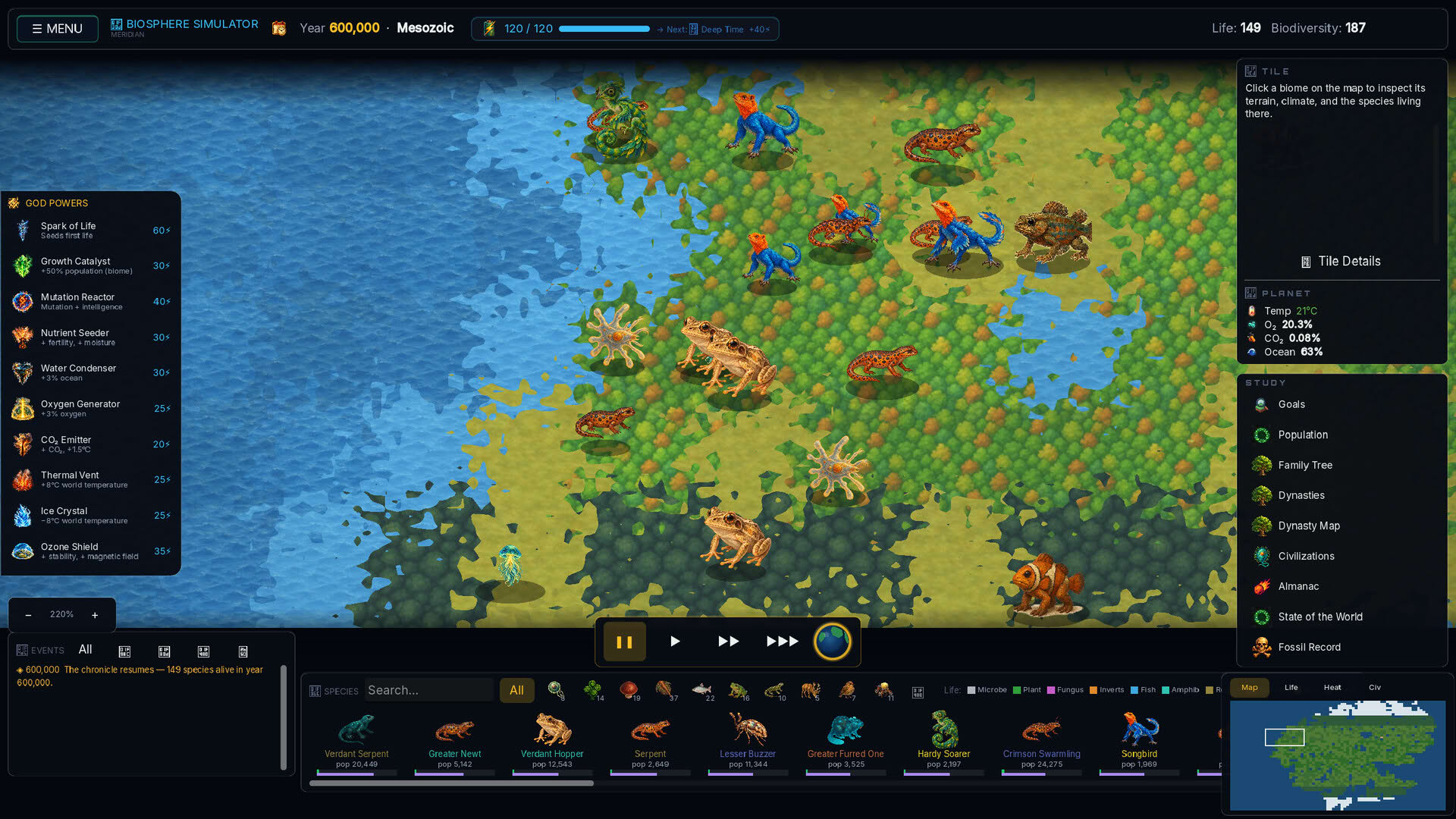 Screenshot for Biosphere Simulator