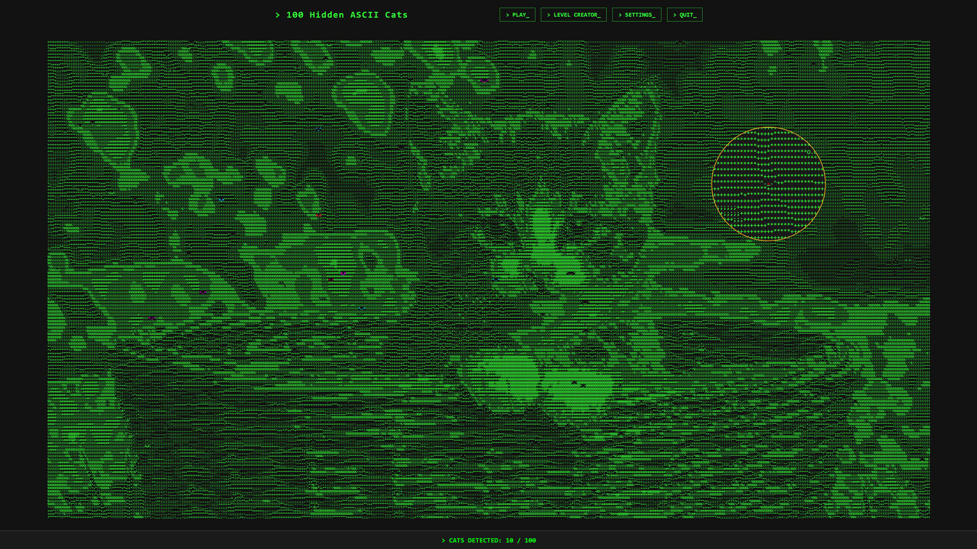 Screenshot for 100 Hidden ASCII Cats