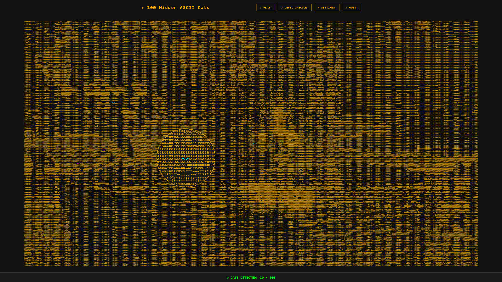 Screenshot for 100 Hidden ASCII Cats