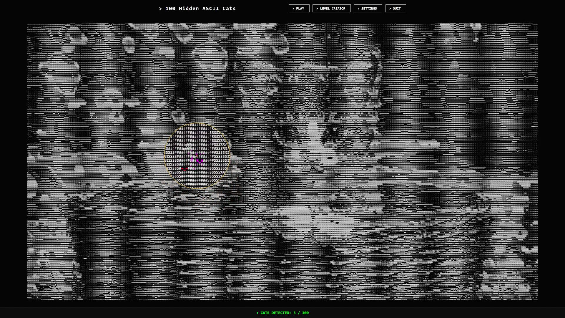 Screenshot for 100 Hidden ASCII Cats