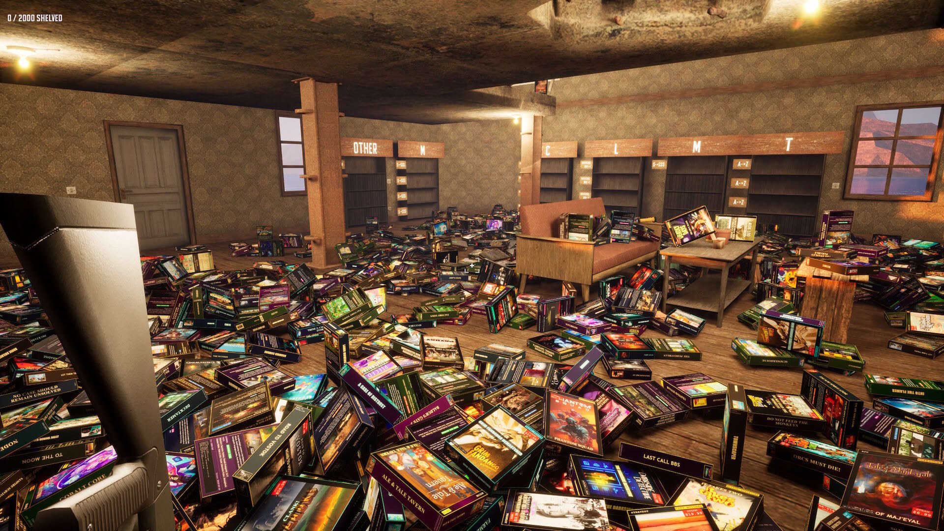 Screenshot for Game Shelver 99: I Must Organize My Steam Library and Defend It Against Pirates With a Shotgun