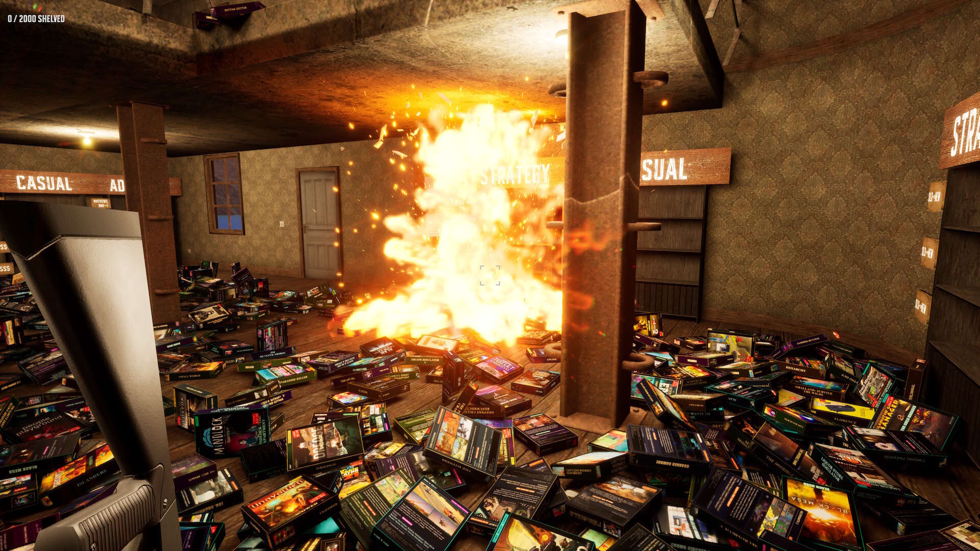 Screenshot for Game Shelver 99: I Must Organize My Steam Library and Defend It Against Pirates With a Shotgun